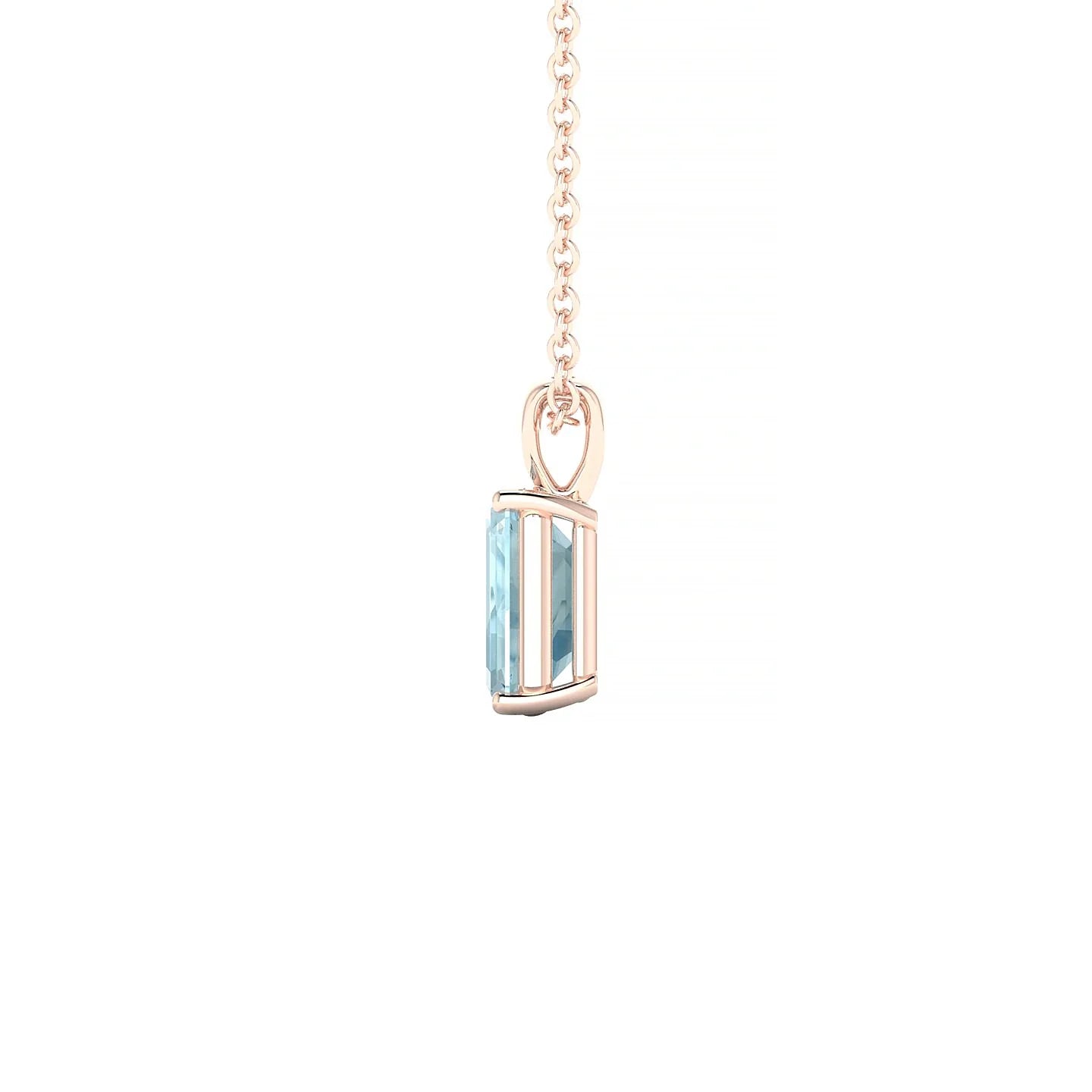Reverse | 18k Rose Gold 7 x 5 mm Emerald Aquamarine Pendant