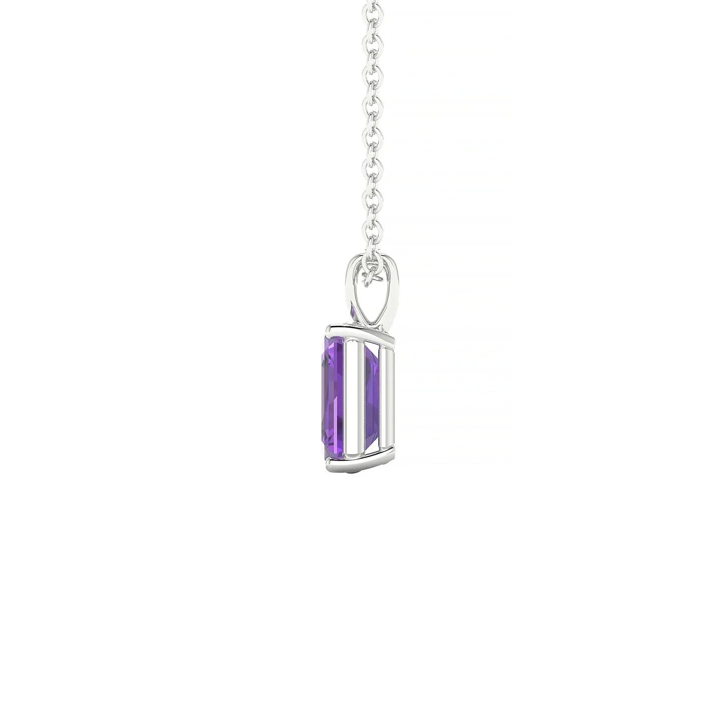 Reverse | 18k White Gold 7 x 5 mm Emerald Amethyst Pendant