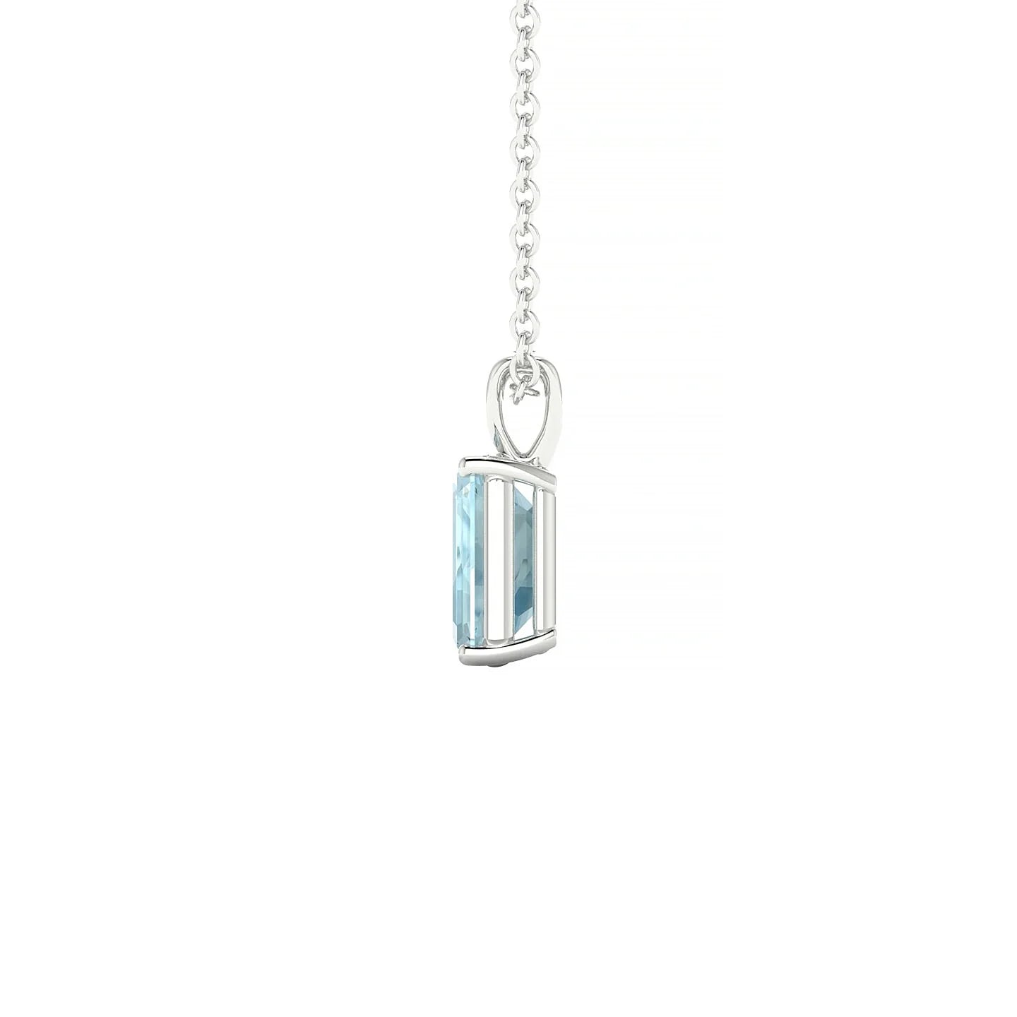 Reverse | 18k White Gold 7 x 5 mm Emerald Aquamarine Pendant