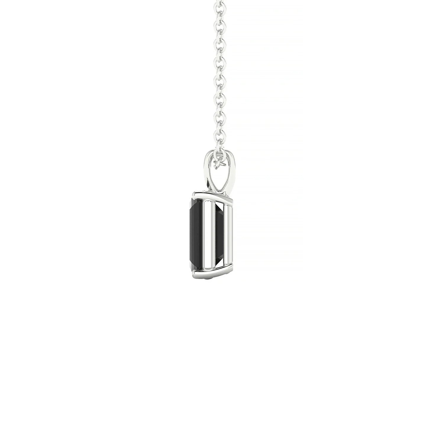 Reverse | 18k White Gold 7 x 5 mm Emerald Black Diamond Pendant