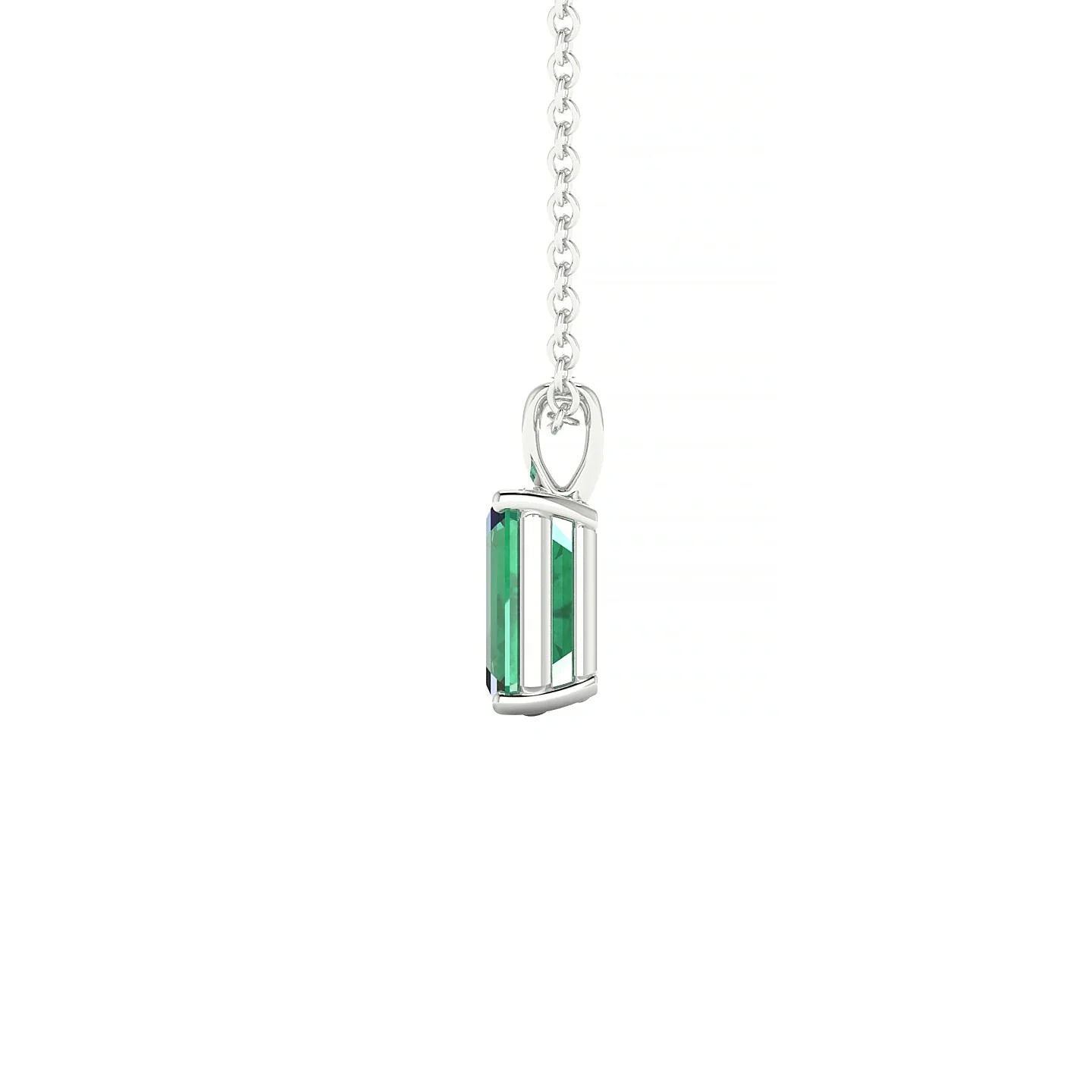 Reverse | 18k White Gold 7 x 5 mm Emerald Emerald Pendant