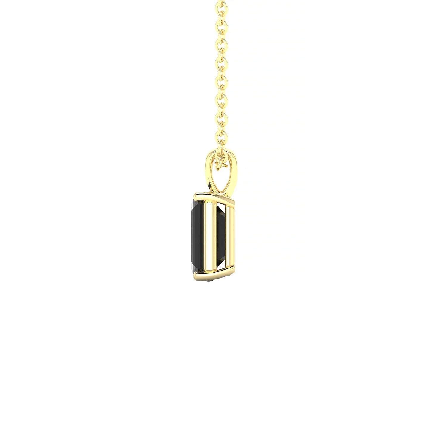 Reverse | 18k Yellow Gold 7 x 5 mm Emerald Black Diamond Pendant