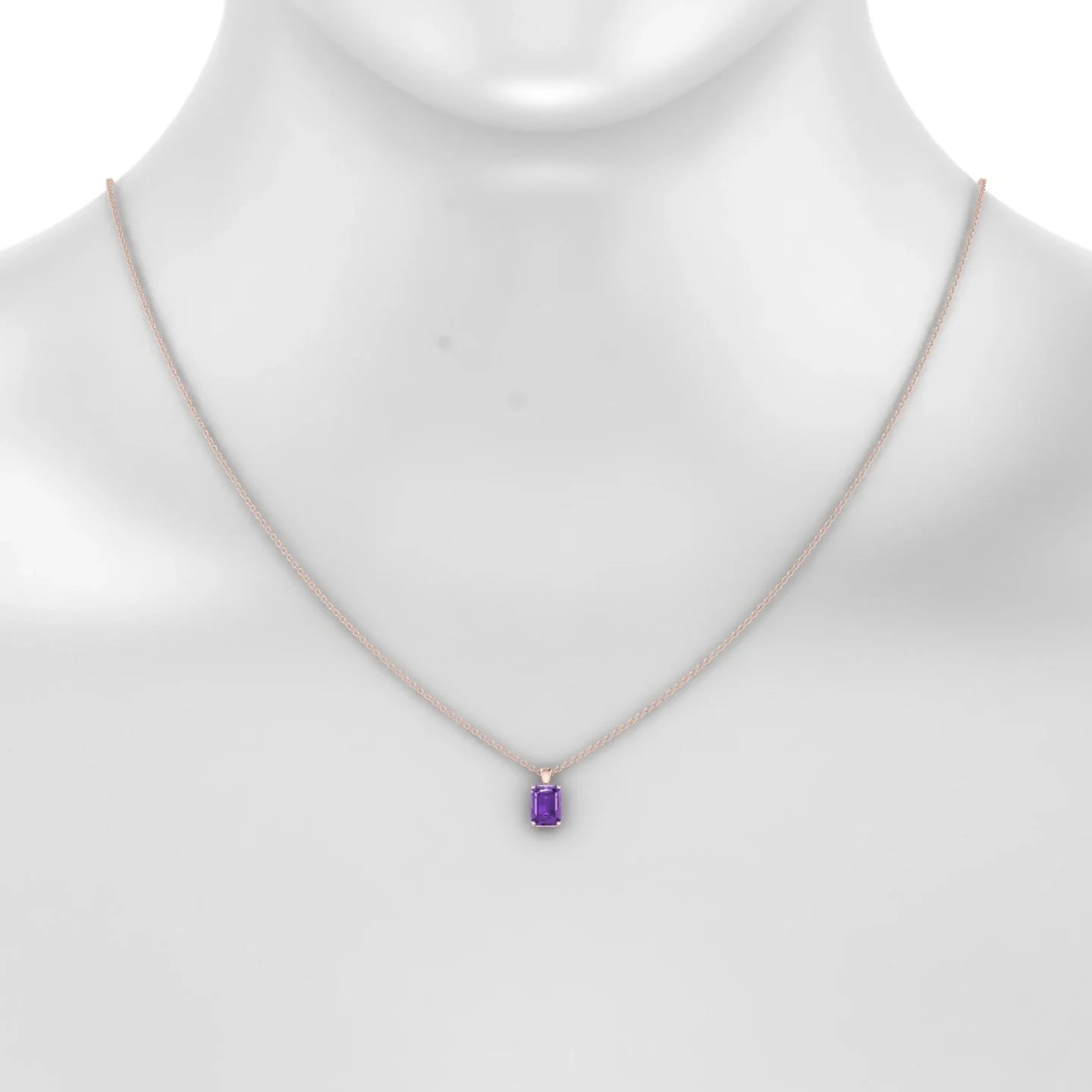 Reverse | 18k Rose Gold 7 x 5 mm Emerald Amethyst Pendant