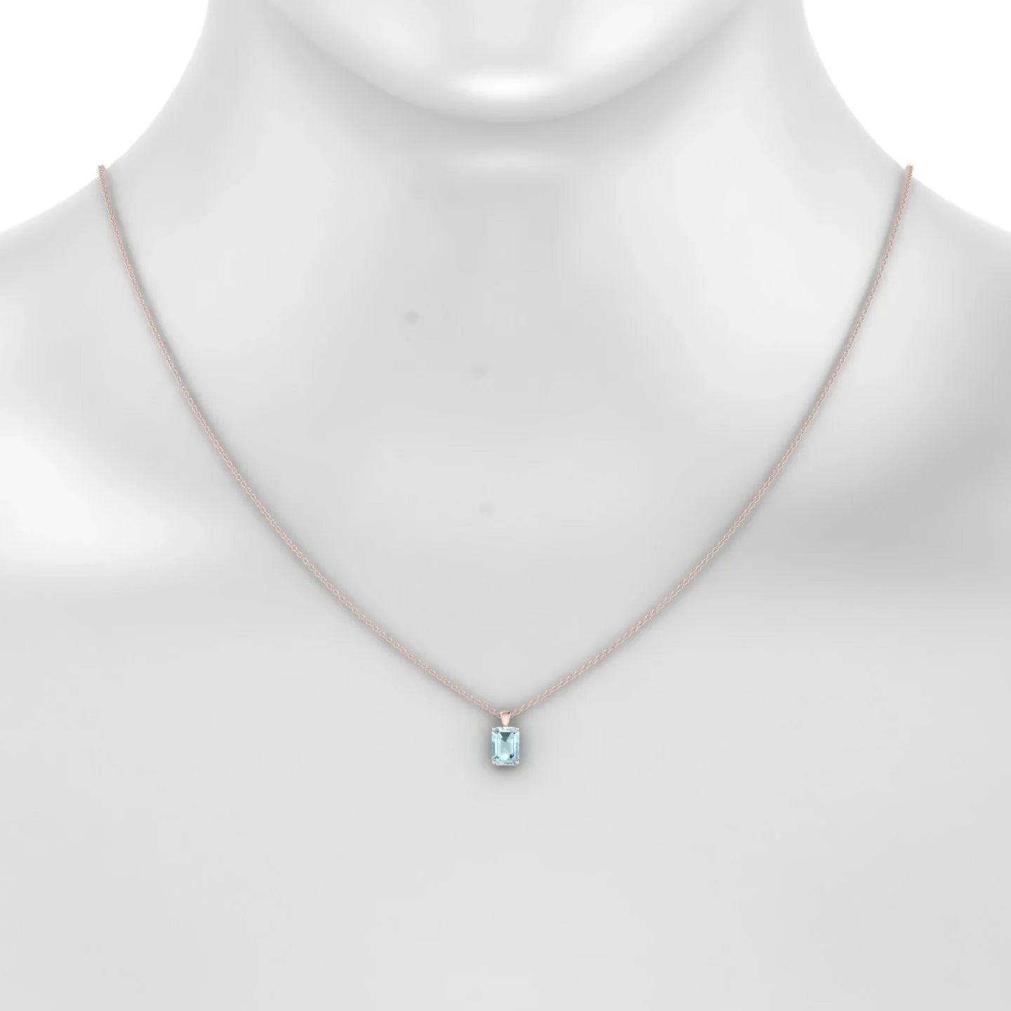 Reverse | 18k Rose Gold 7 x 5 mm Emerald Aquamarine Pendant