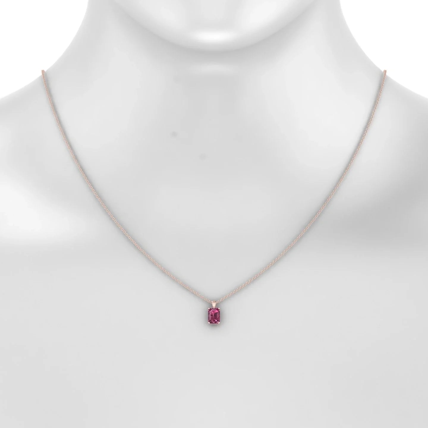 Reverse | 18k Rose Gold 7 x 5 mm Emerald Rhodolite Pendant