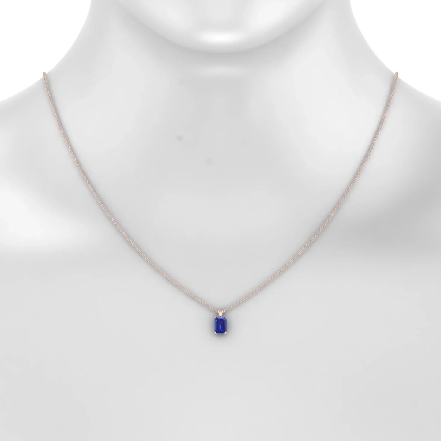 Reverse | 18k Rose Gold 7 x 5 mm Emerald Sapphire Pendant