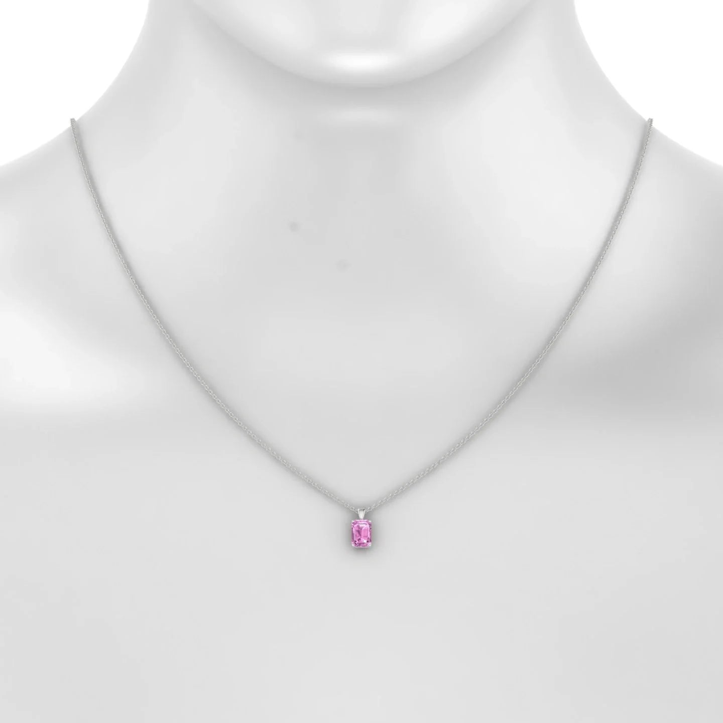Reverse | 18k White Gold 7 x 5 mm Emerald Pink Sapphire Pendant