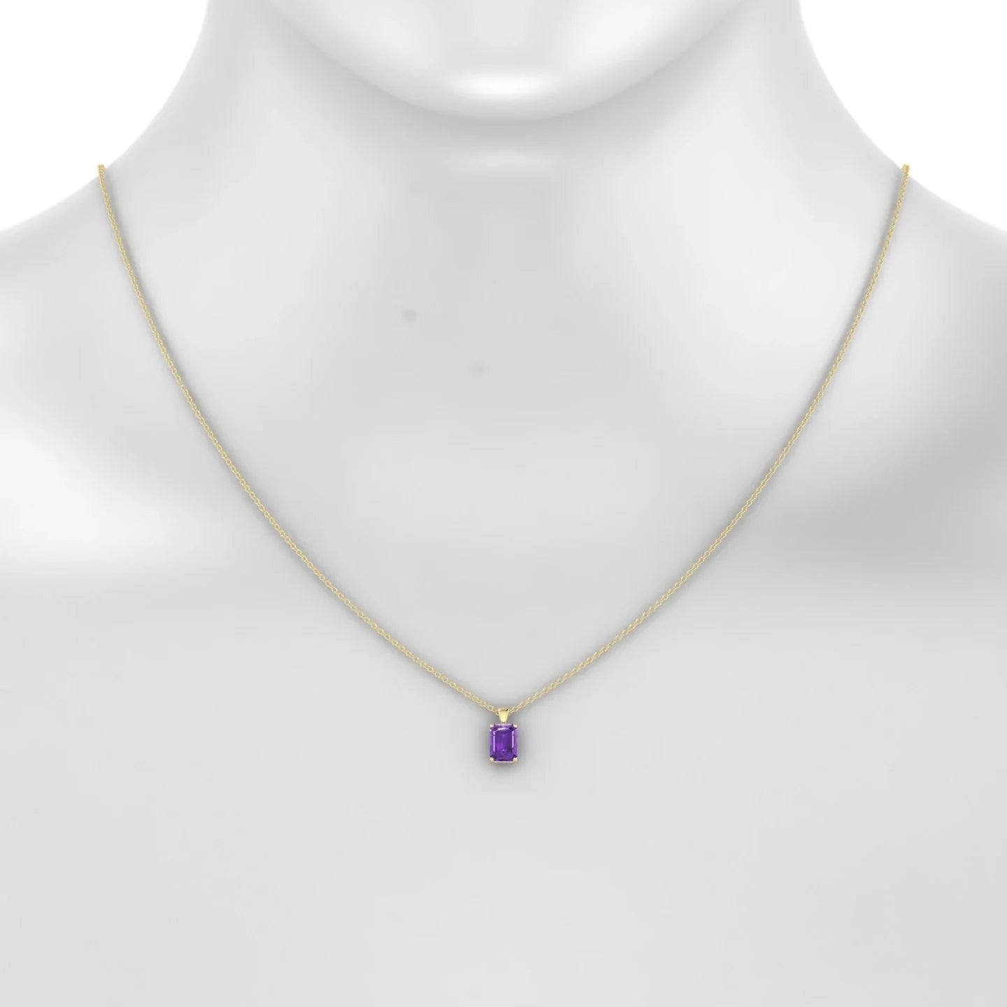 Reverse | 18k Yellow Gold 7 x 5 mm Emerald Amethyst Pendant