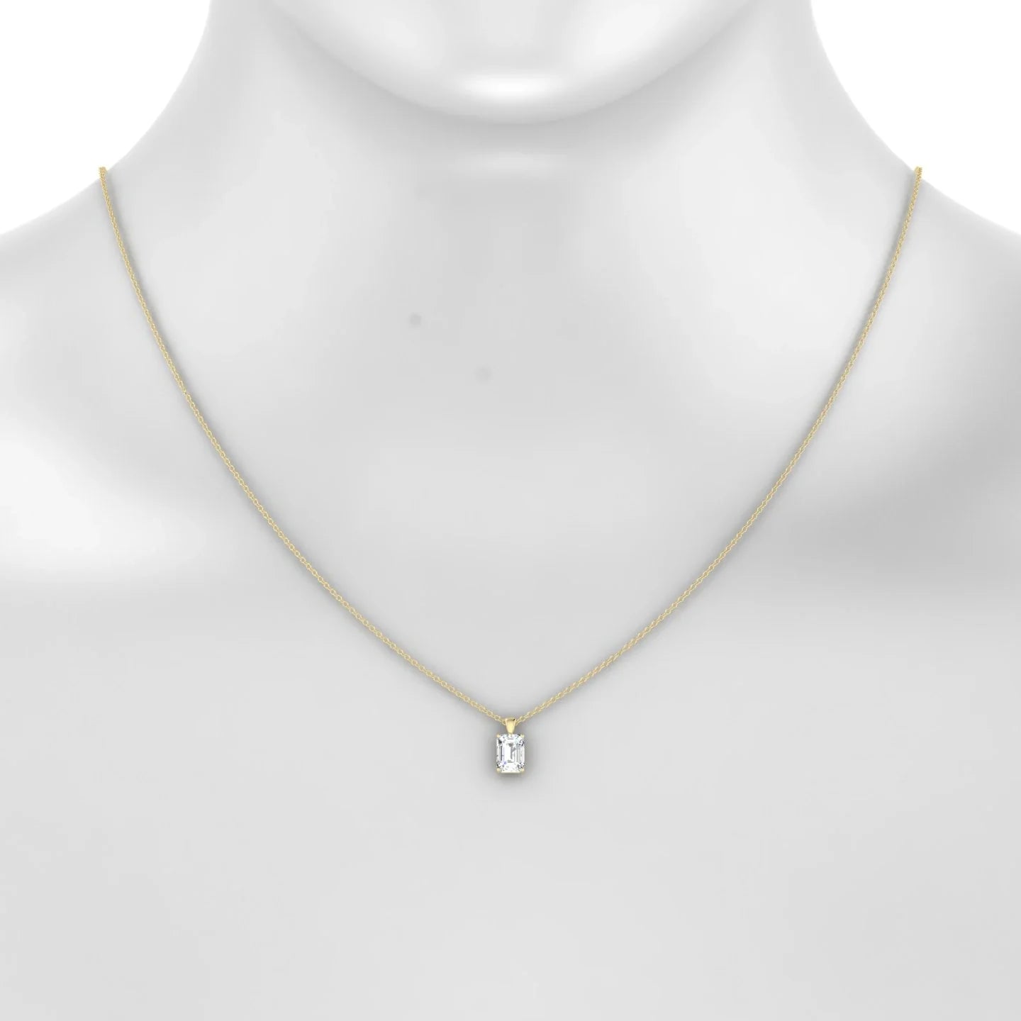 Reverse | 18k Yellow Gold 7 x 5 mm Emerald Diamond Pendant