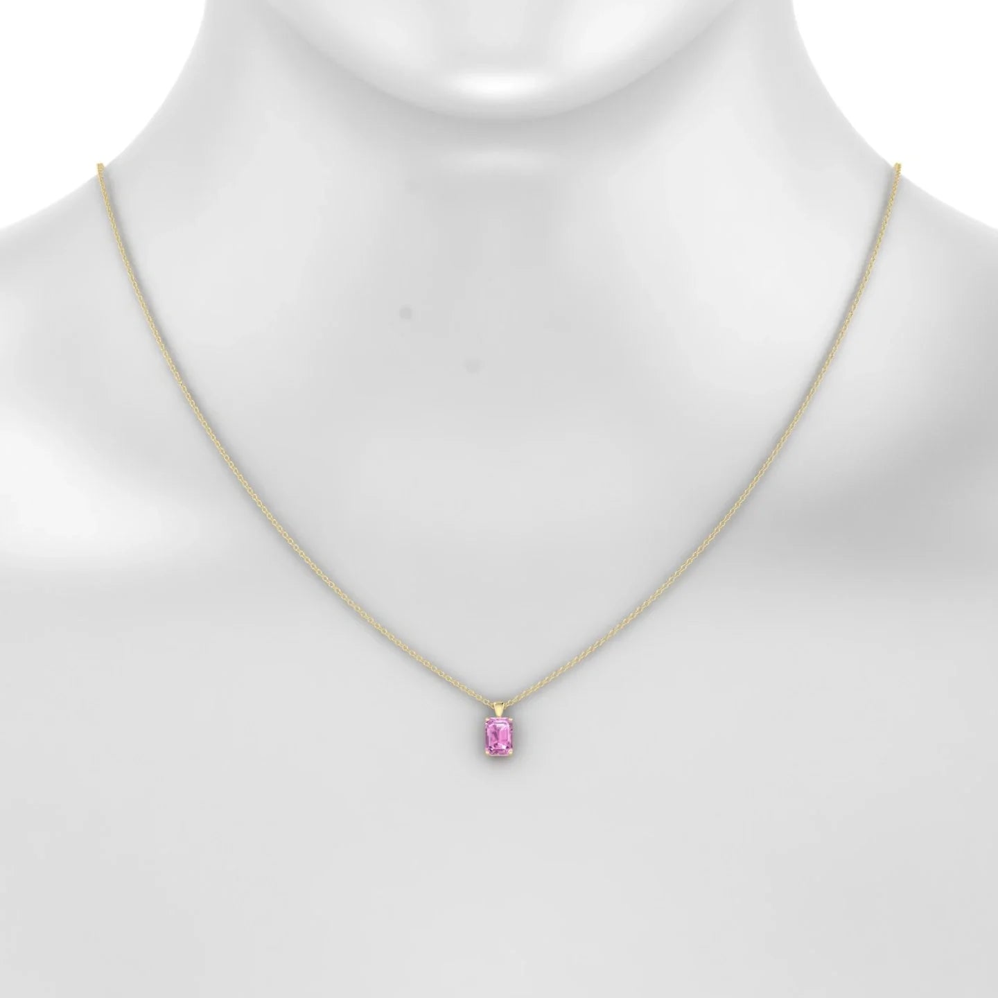 Reverse | 18k Yellow Gold 7 x 5 mm Emerald Pink Sapphire Pendant