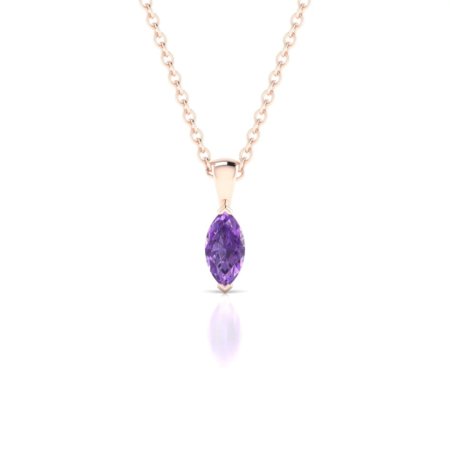 Reverse | 18k Rose Gold 6 x 3 mm Marquise Amethyst Pendant