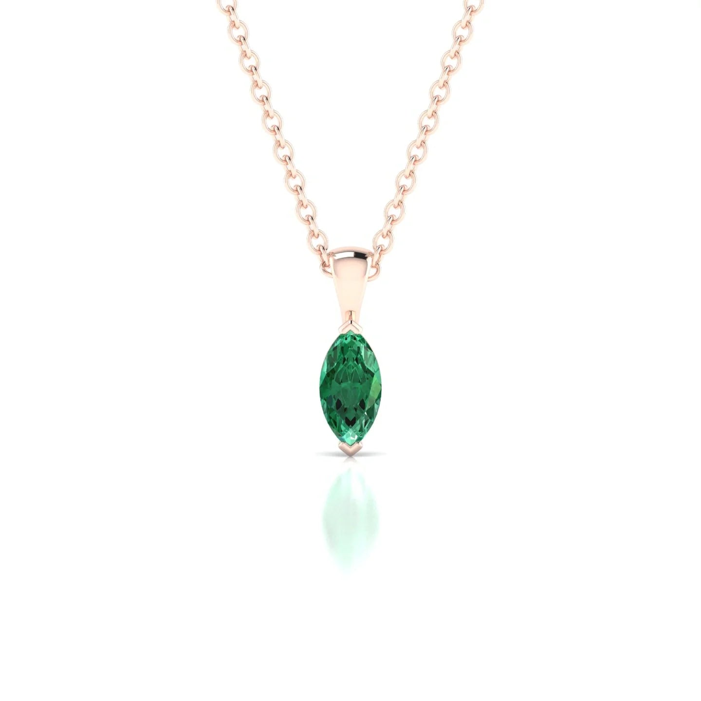 Reverse | 18k Rose Gold 6 x 3 mm Marquise Emerald Pendant