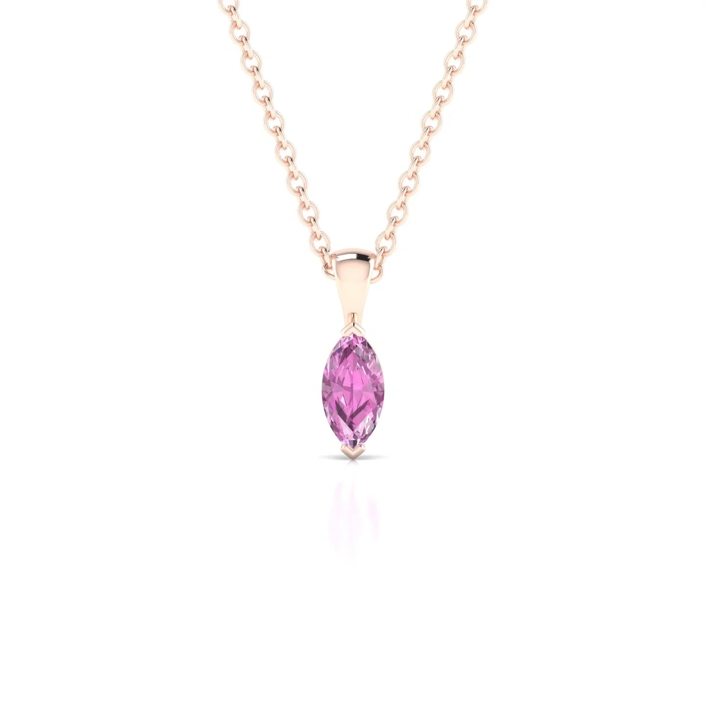Reverse | 18k Rose Gold 6 x 3 mm Marquise Pink Sapphire Pendant