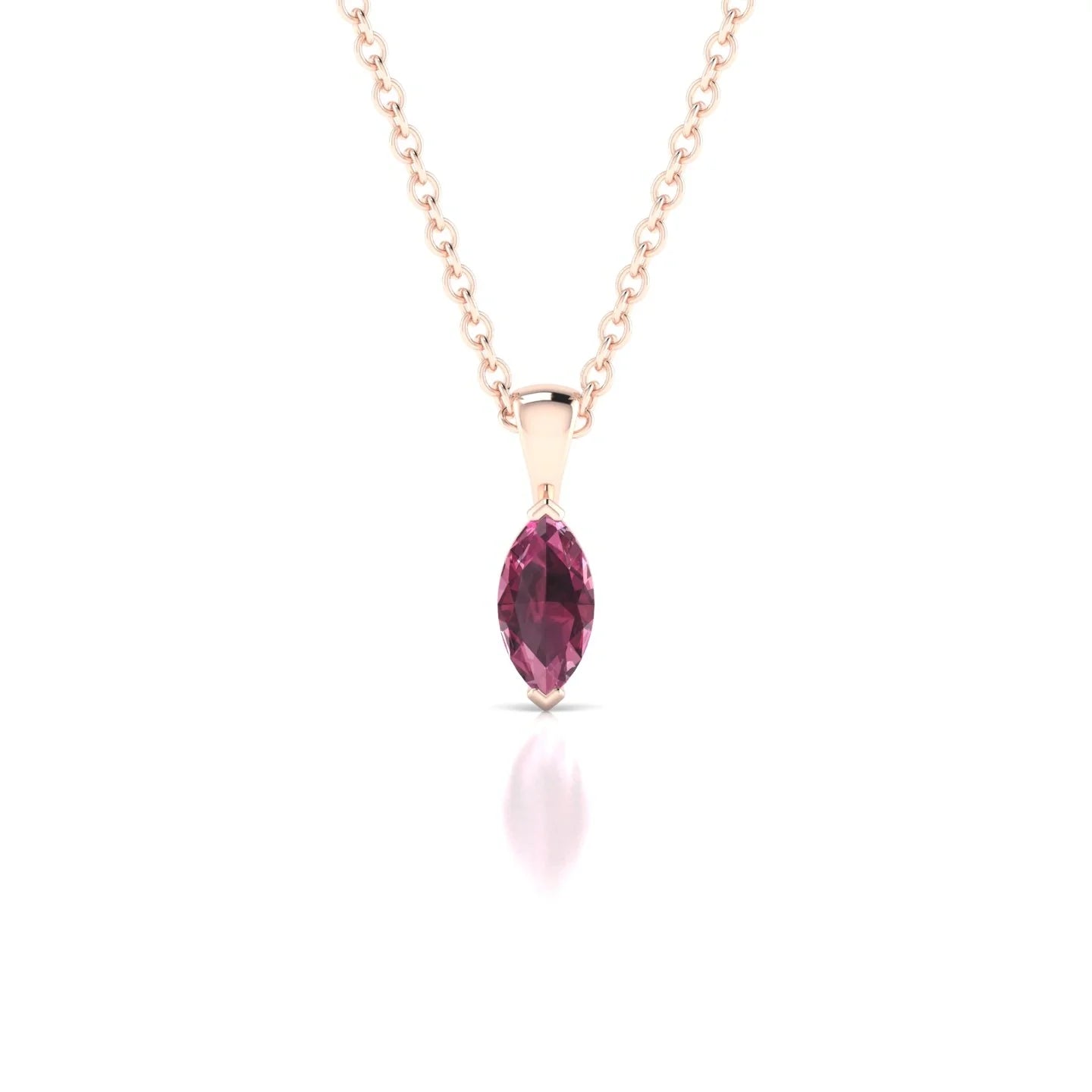 Reverse | 18k Rose Gold 6 x 3 mm Marquise Rhodolite Pendant