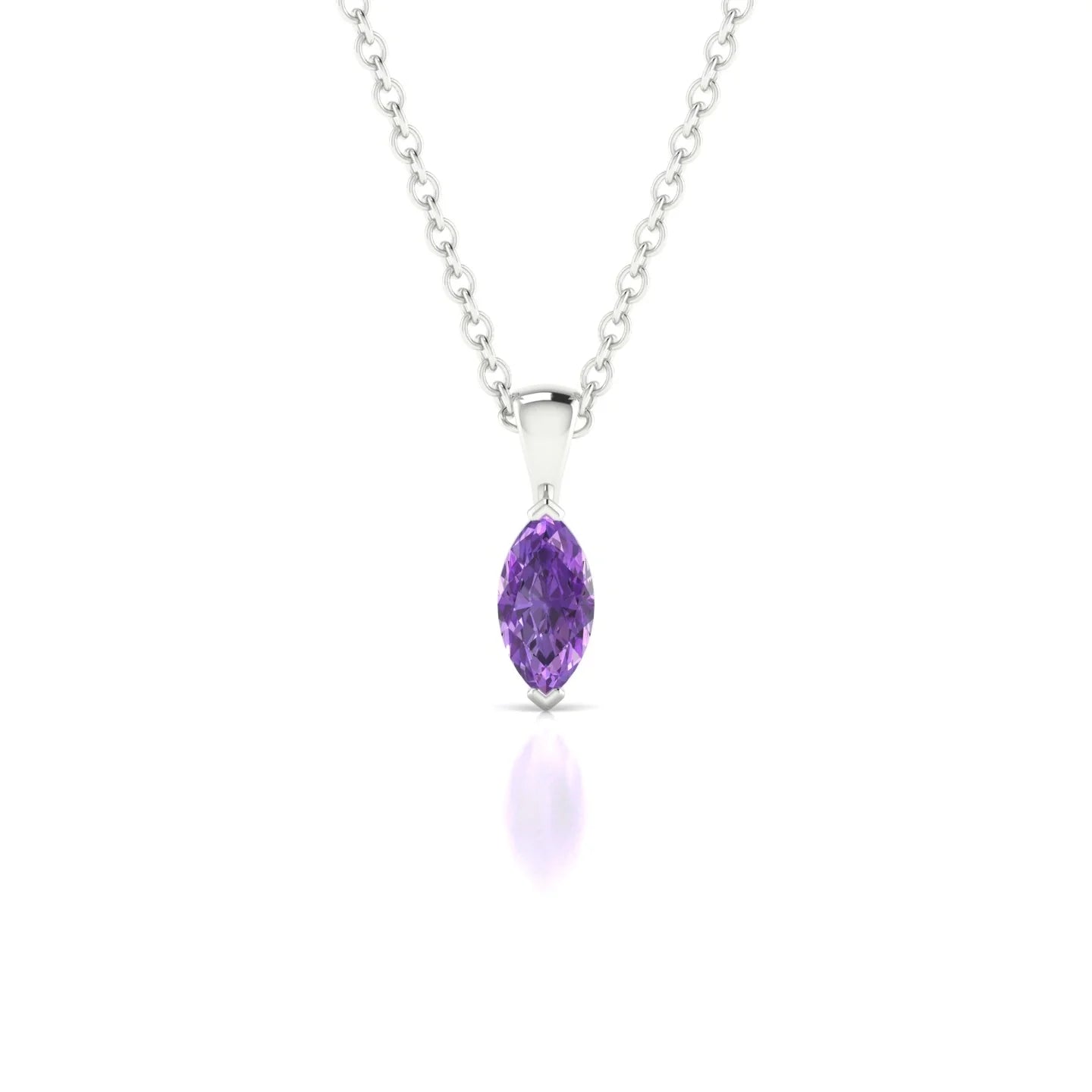 Reverse | 18k White Gold 6 x 3 mm Marquise Amethyst Pendant