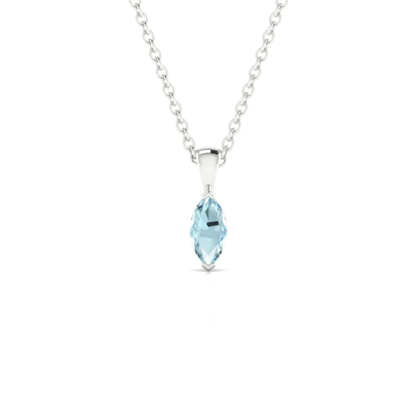 Reverse | 18k White Gold 6 x 3 mm Marquise Aquamarine Pendant