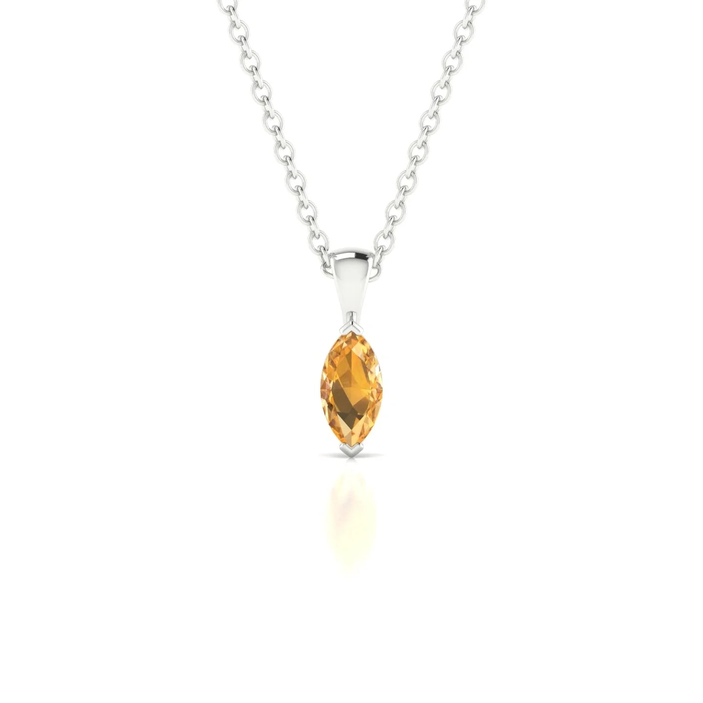 Reverse | 18k White Gold 6 x 3 mm Marquise Citrine Pendant