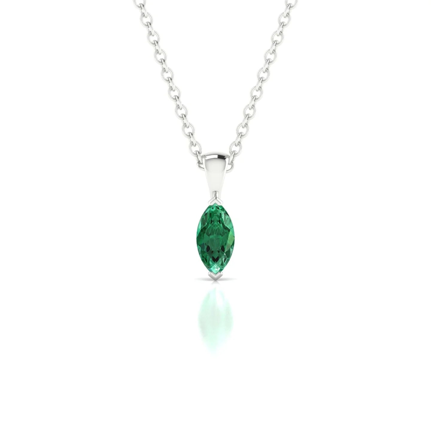Reverse | 18k White Gold 6 x 3 mm Marquise Emerald Pendant