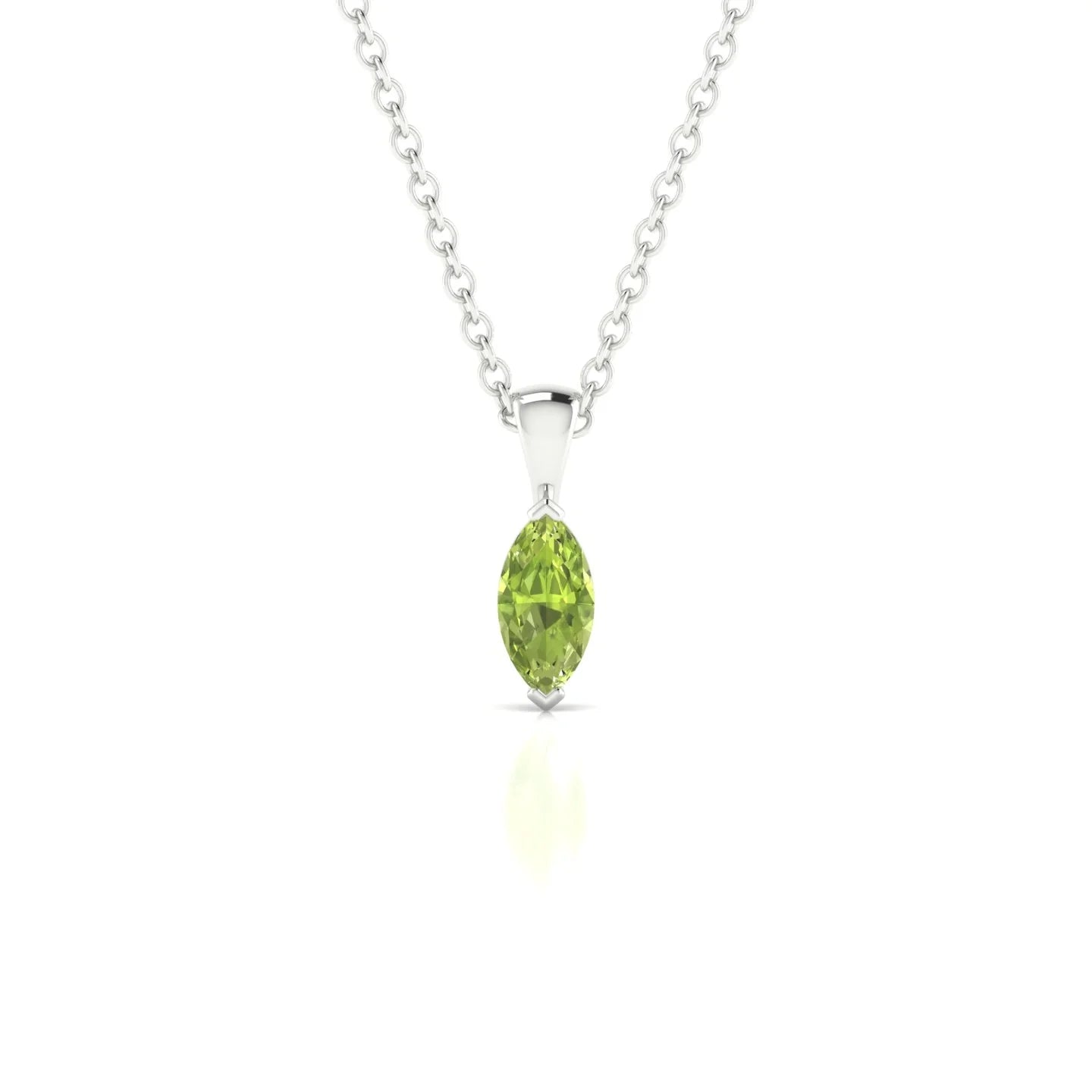Reverse | 18k White Gold 6 x 3 mm Marquise Peridot Pendant