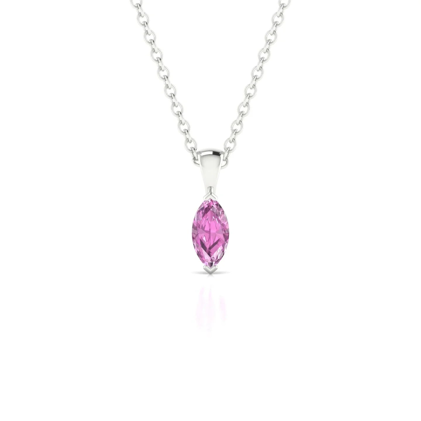 Reverse | 18k White Gold 6 x 3 mm Marquise Pink Sapphire Pendant