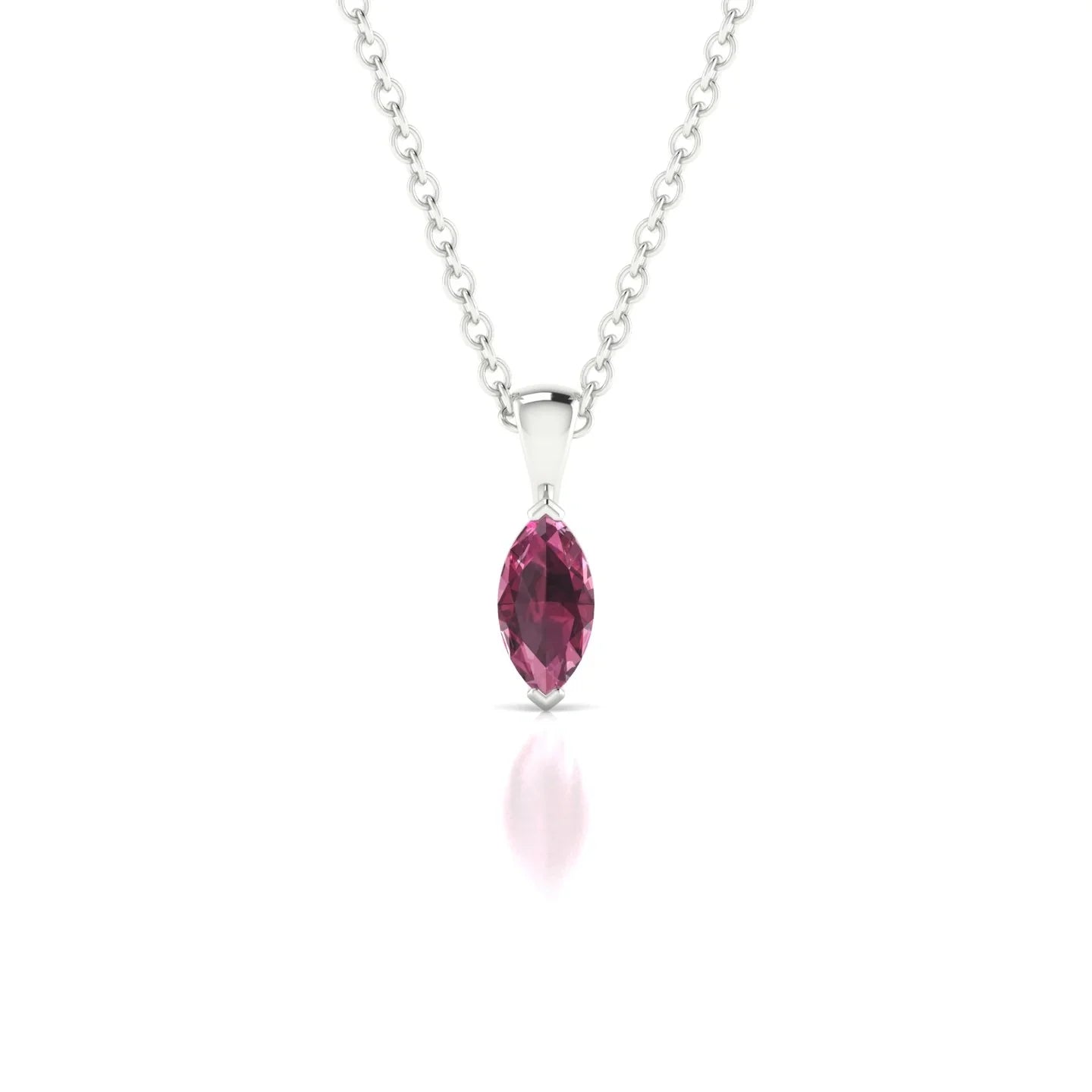 Reverse | 18k White Gold 6 x 3 mm Marquise Rhodolite Pendant