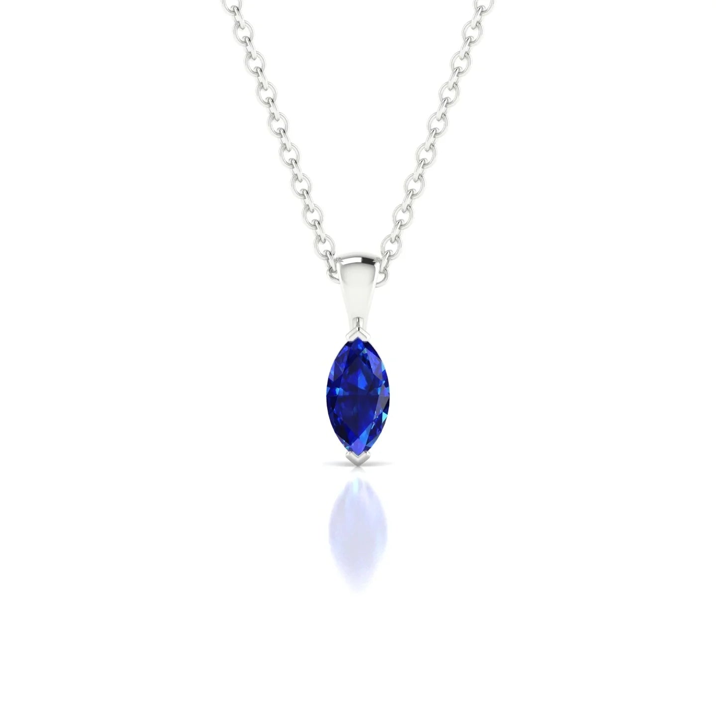 Reverse | 18k White Gold 6 x 3 mm Marquise Sapphire Pendant