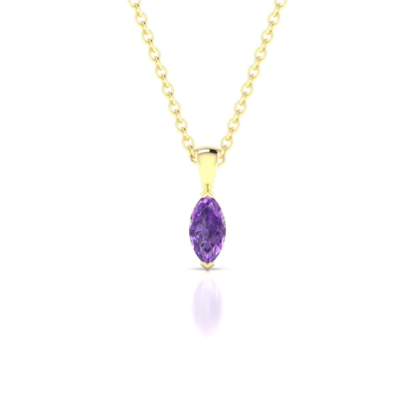 Reverse | 18k Yellow Gold 6 x 3 mm Marquise Amethyst Pendant