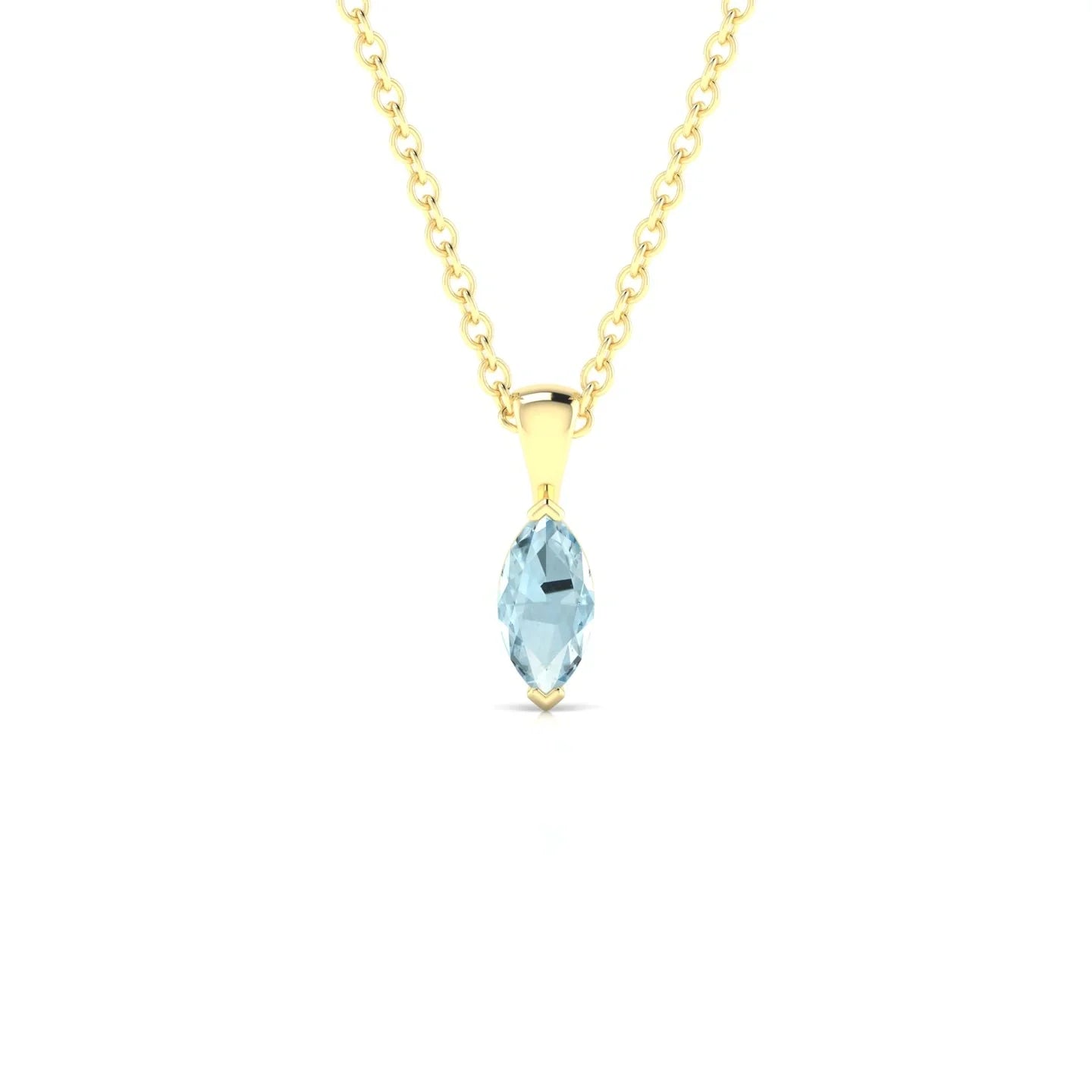 Reverse | 18k Yellow Gold 6 x 3 mm Marquise Aquamarine Pendant