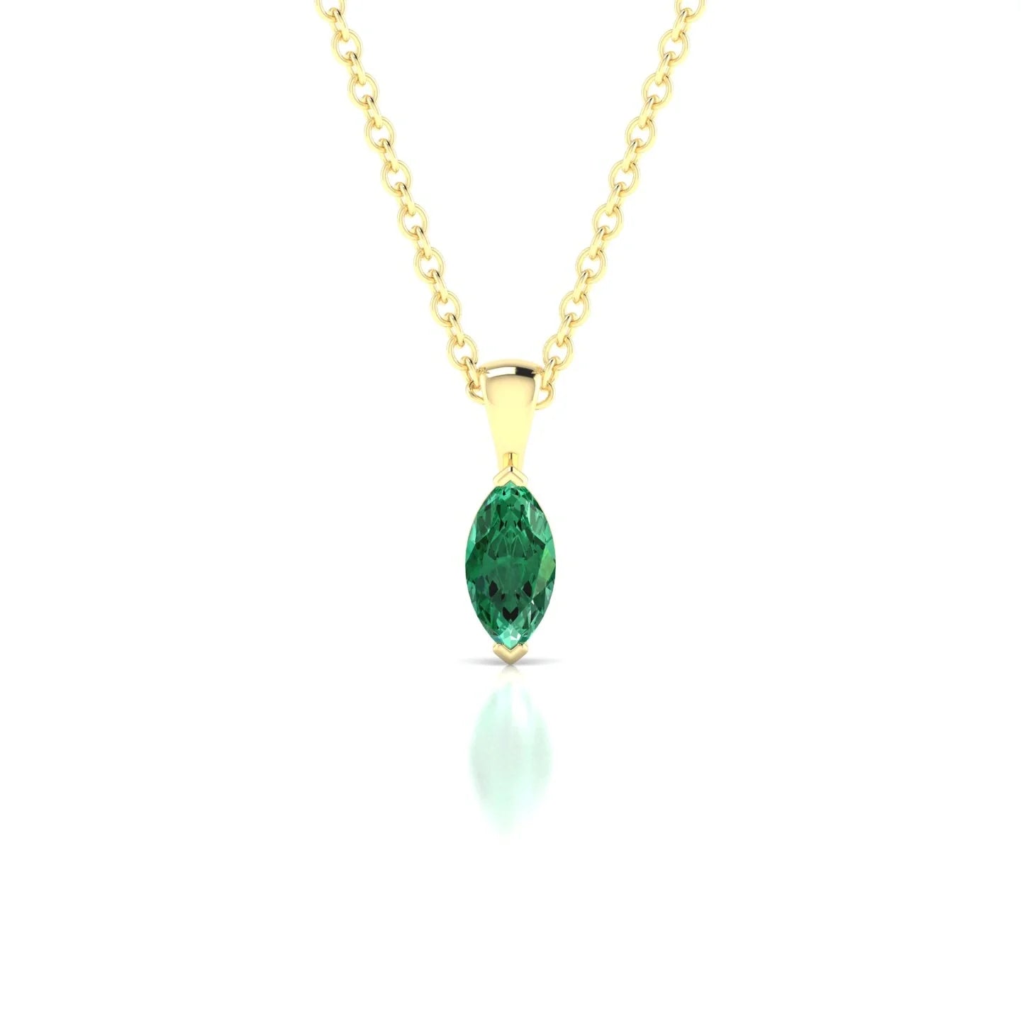 Reverse | 18k Yellow Gold 6 x 3 mm Marquise Emerald Pendant