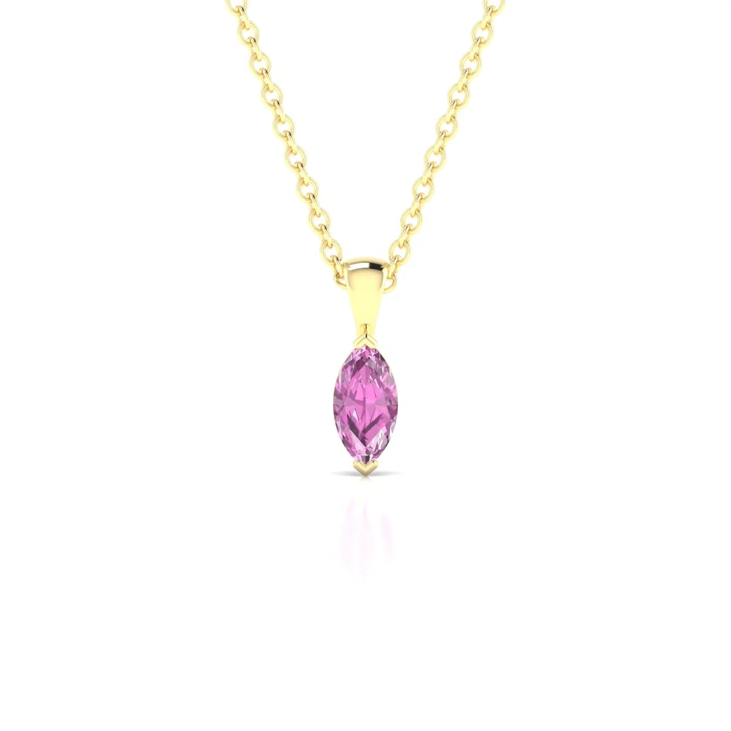 Reverse | 18k Yellow Gold 6 x 3 mm Marquise Pink Sapphire Pendant