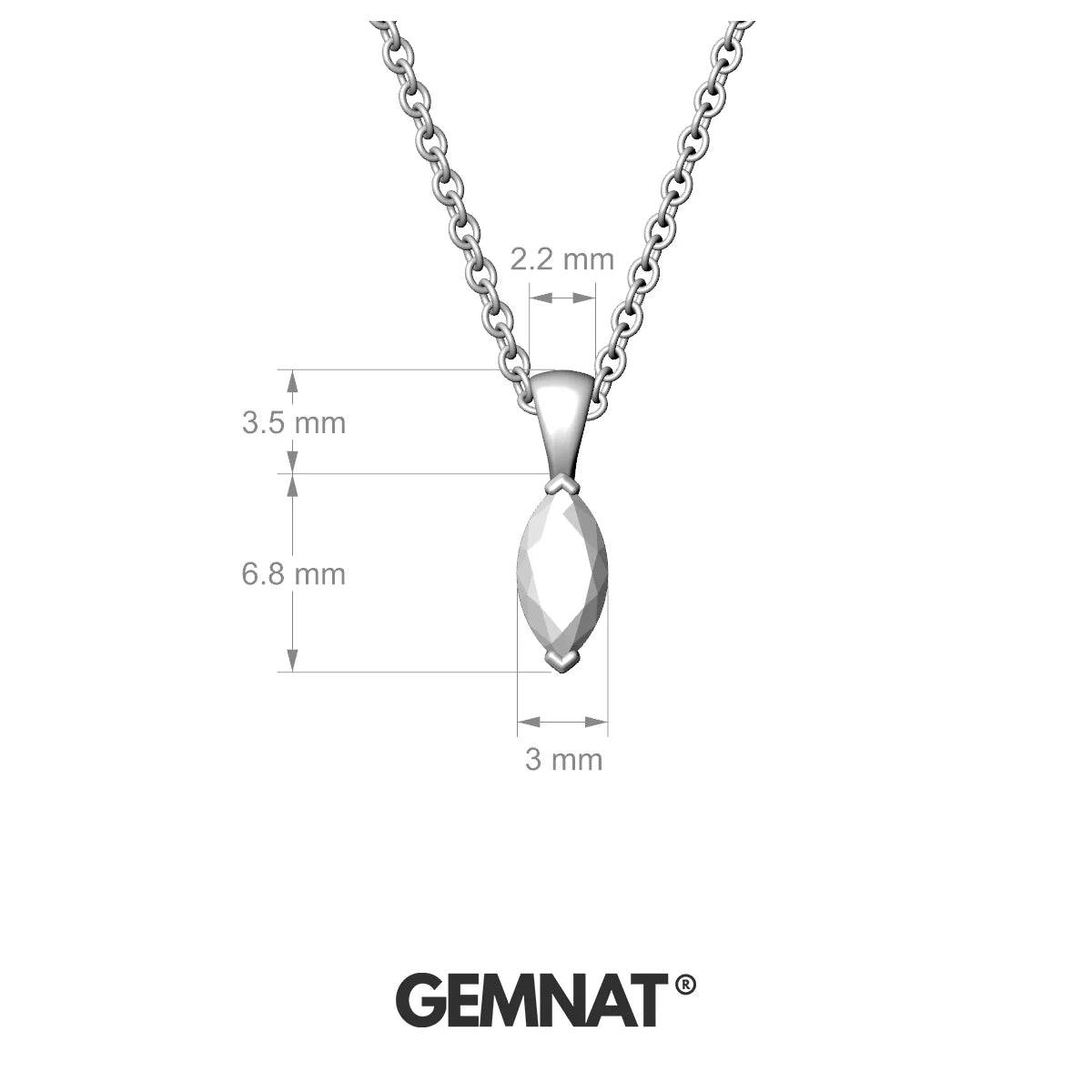 Reverse | 18k White Gold 6 x 3 mm Marquise Sapphire Pendant