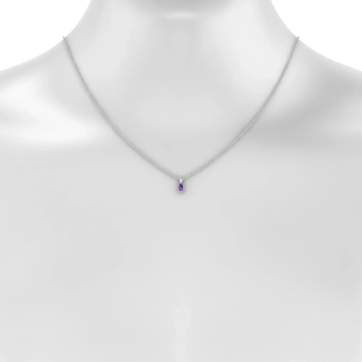 Reverse | 18k White Gold 6 x 3 mm Marquise Amethyst Pendant