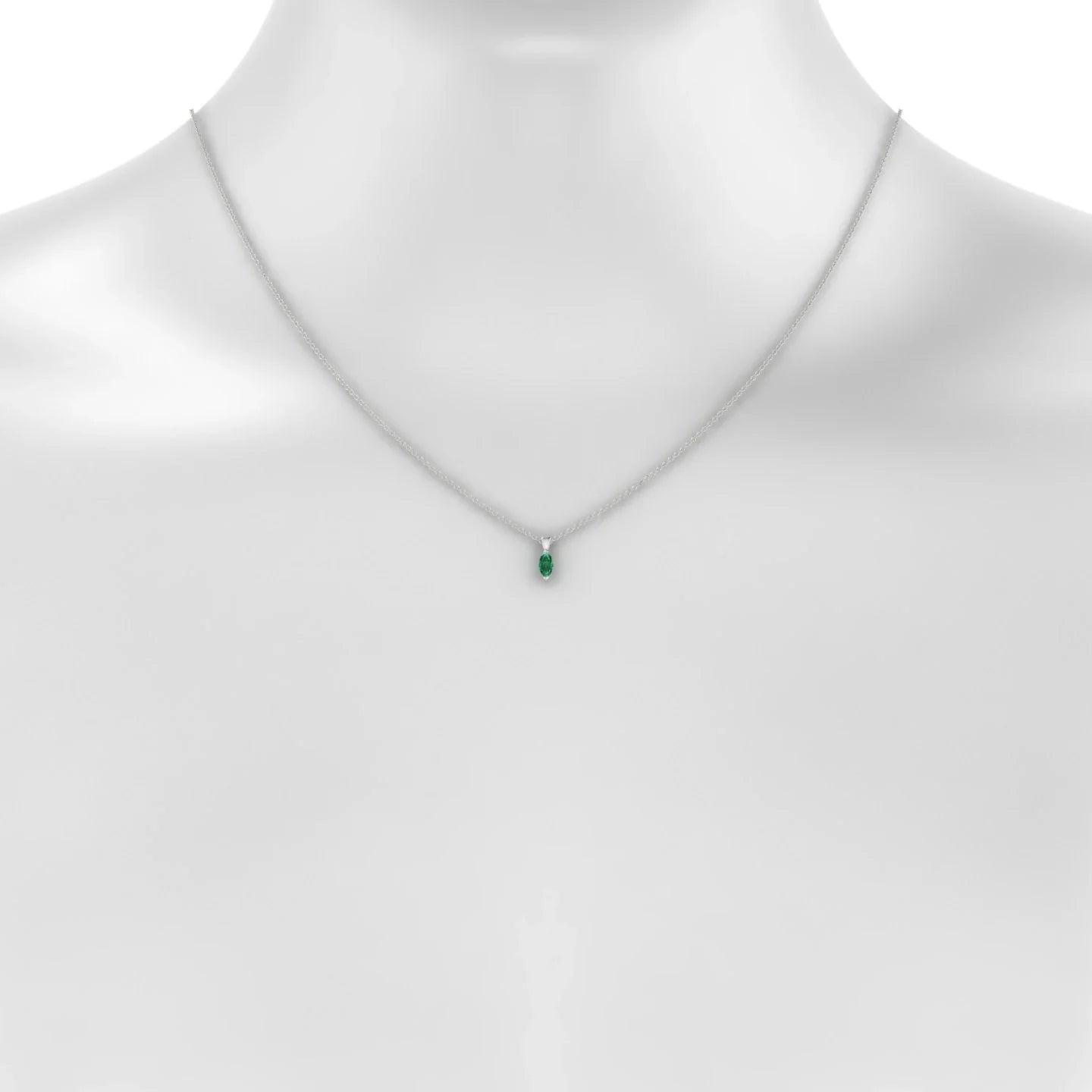 Reverse | 18k White Gold 6 x 3 mm Marquise Emerald Pendant