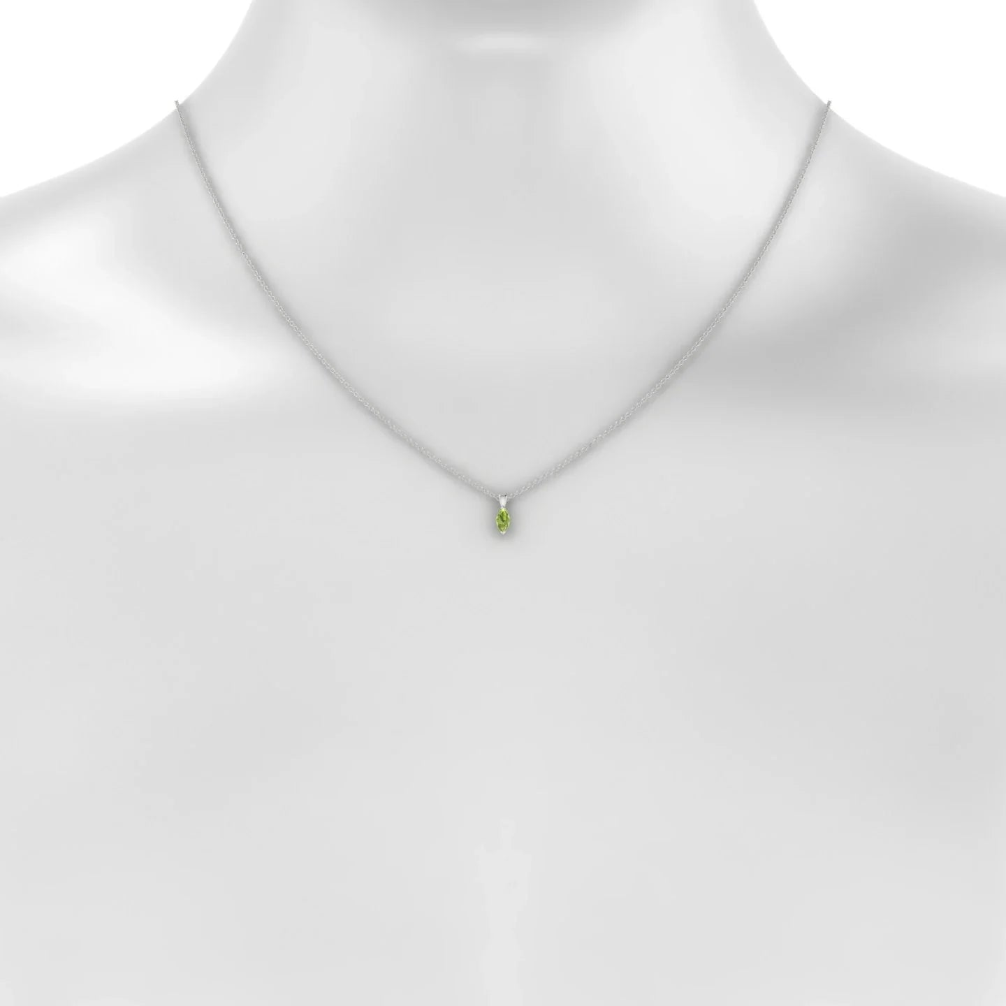 Reverse | 18k White Gold 6 x 3 mm Marquise Peridot Pendant