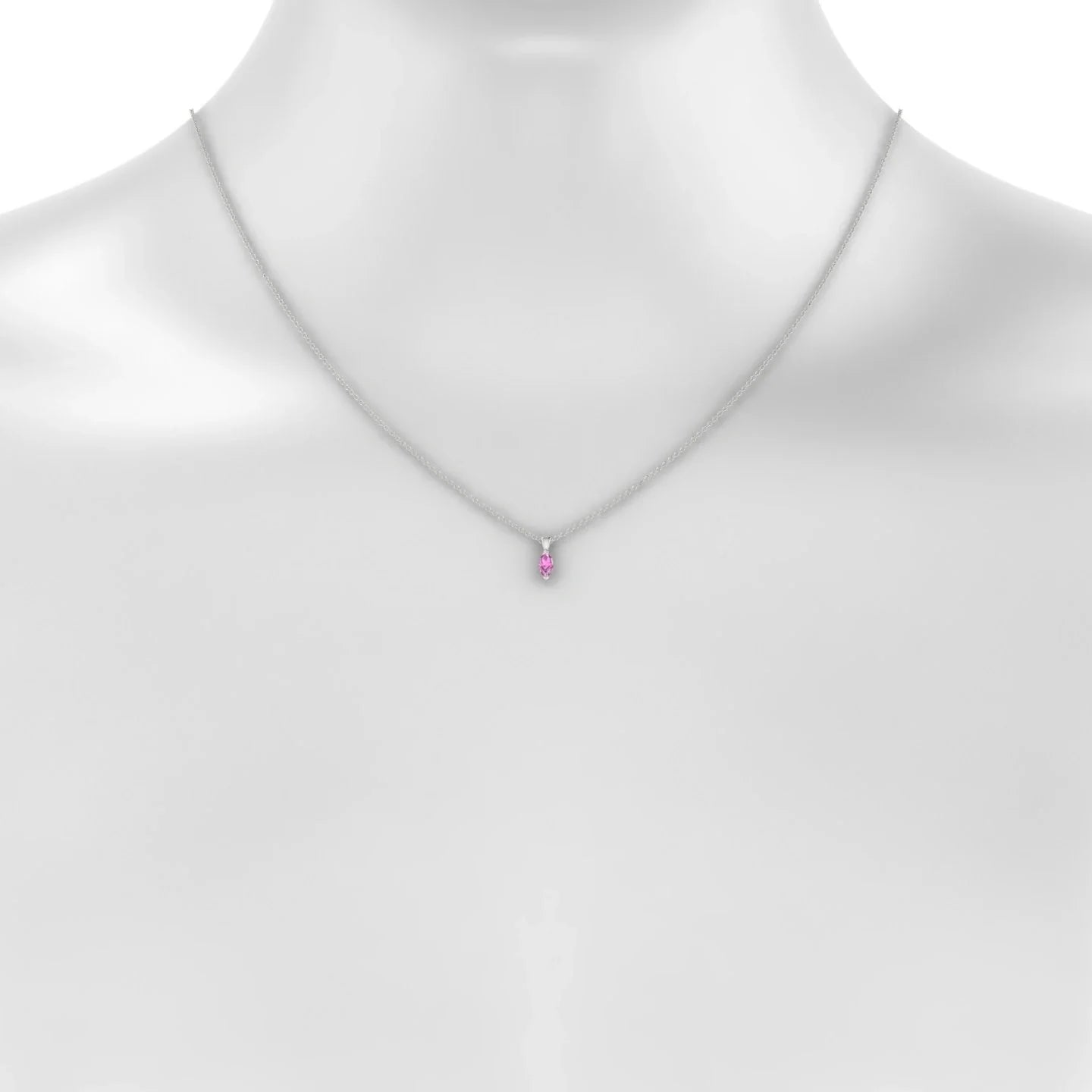 Reverse | 18k White Gold 6 x 3 mm Marquise Pink Sapphire Pendant