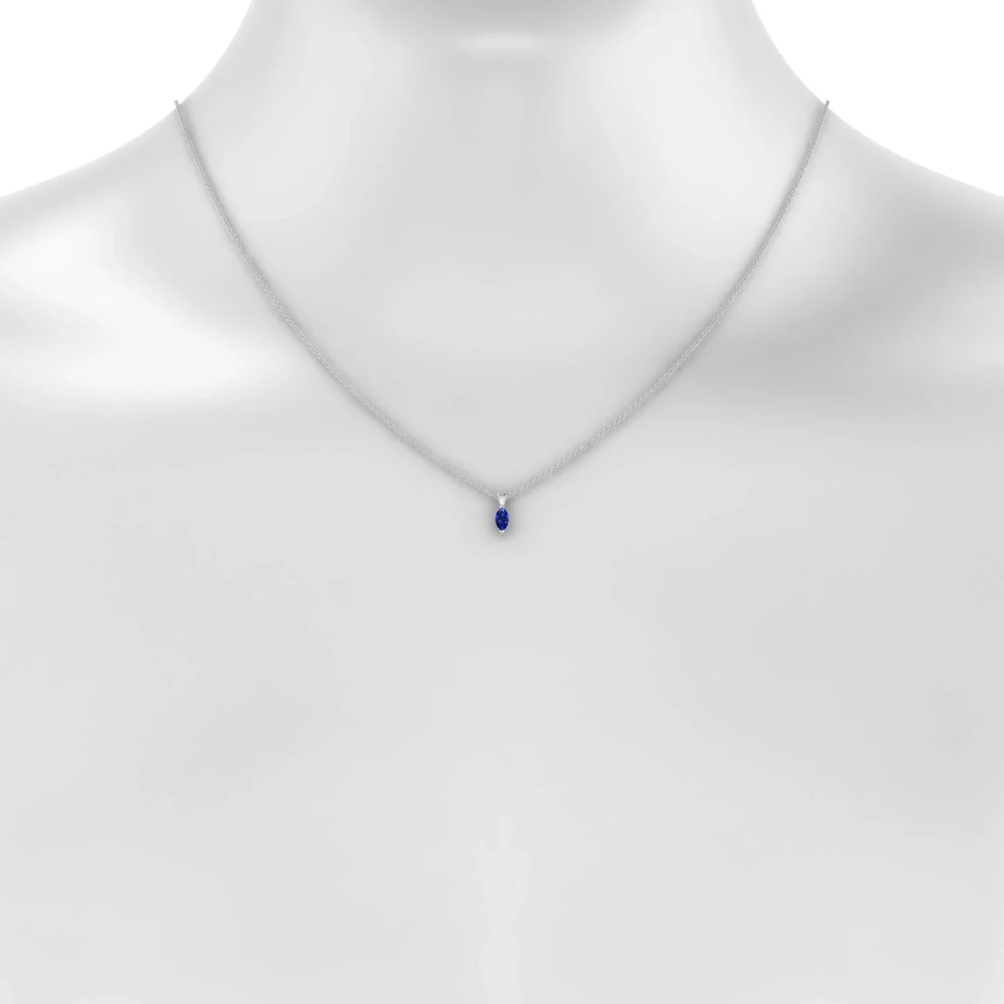 Reverse | 18k White Gold 6 x 3 mm Marquise Sapphire Pendant