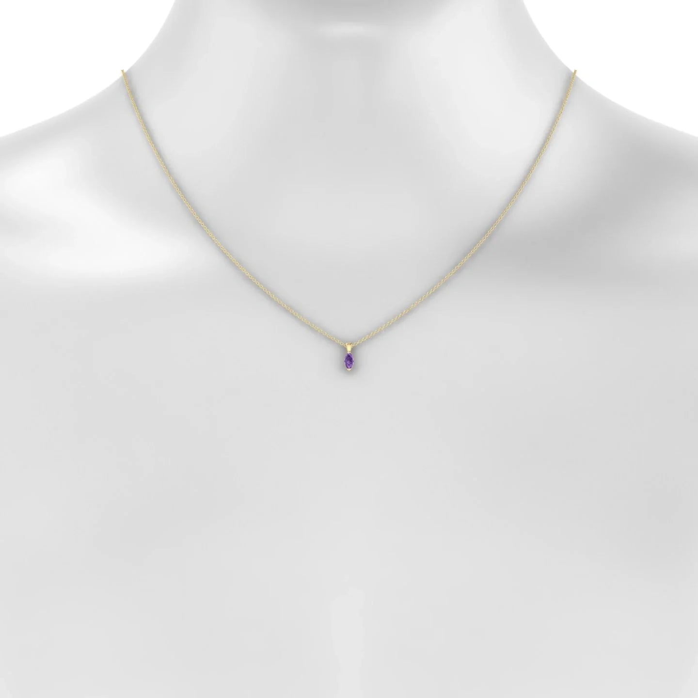 Reverse | 18k Yellow Gold 6 x 3 mm Marquise Amethyst Pendant