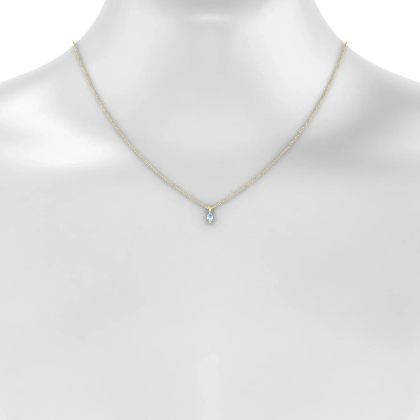 Reverse | 18k Yellow Gold 6 x 3 mm Marquise Aquamarine Pendant