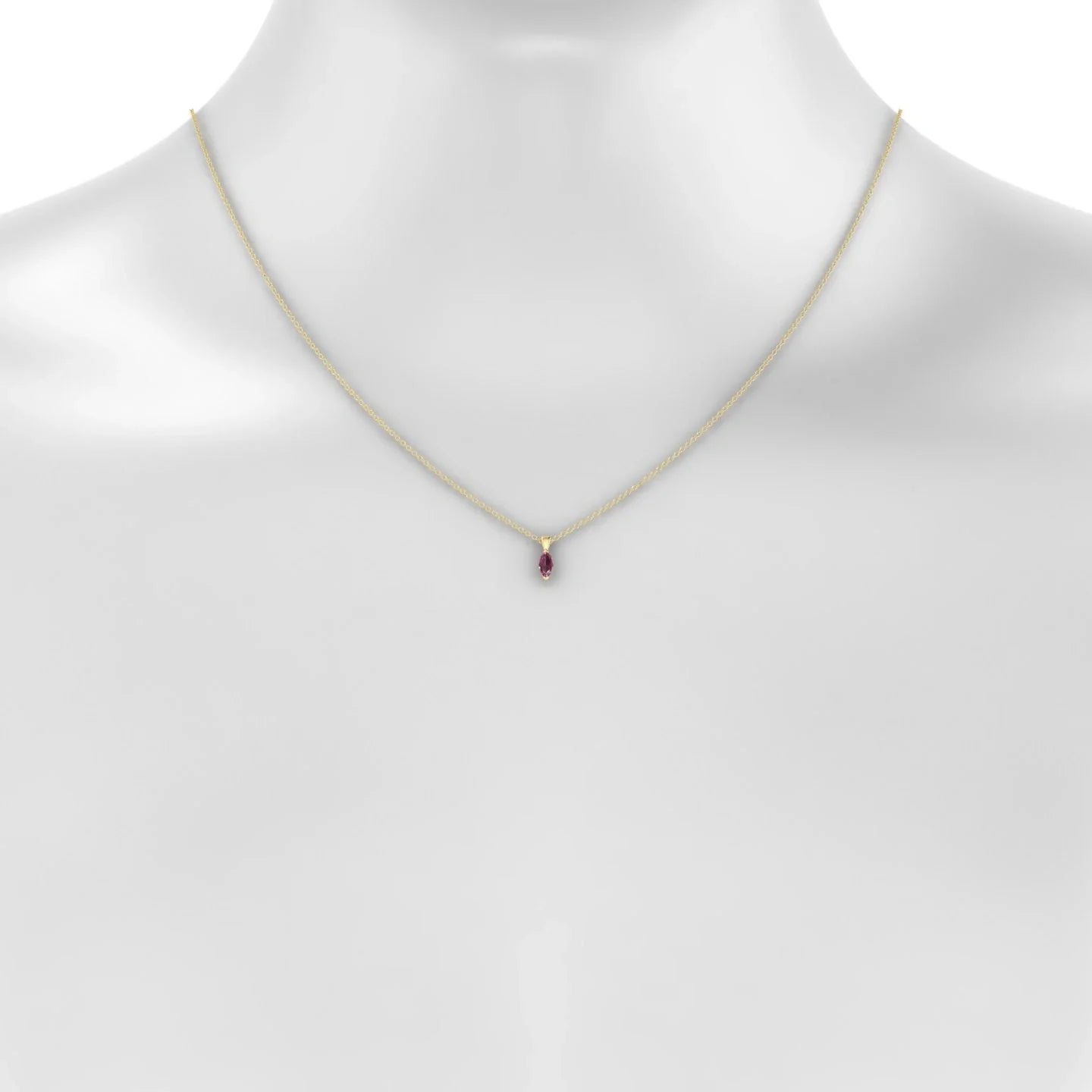 Reverse | 18k Yellow Gold 6 x 3 mm Marquise Rhodolite Pendant