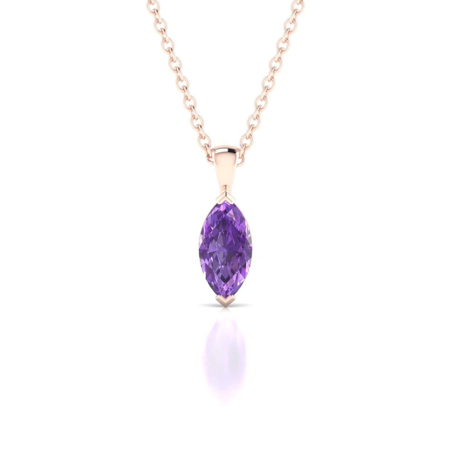 Reverse | 18k Rose Gold 8 x 4 mm Marquise Amethyst Pendant