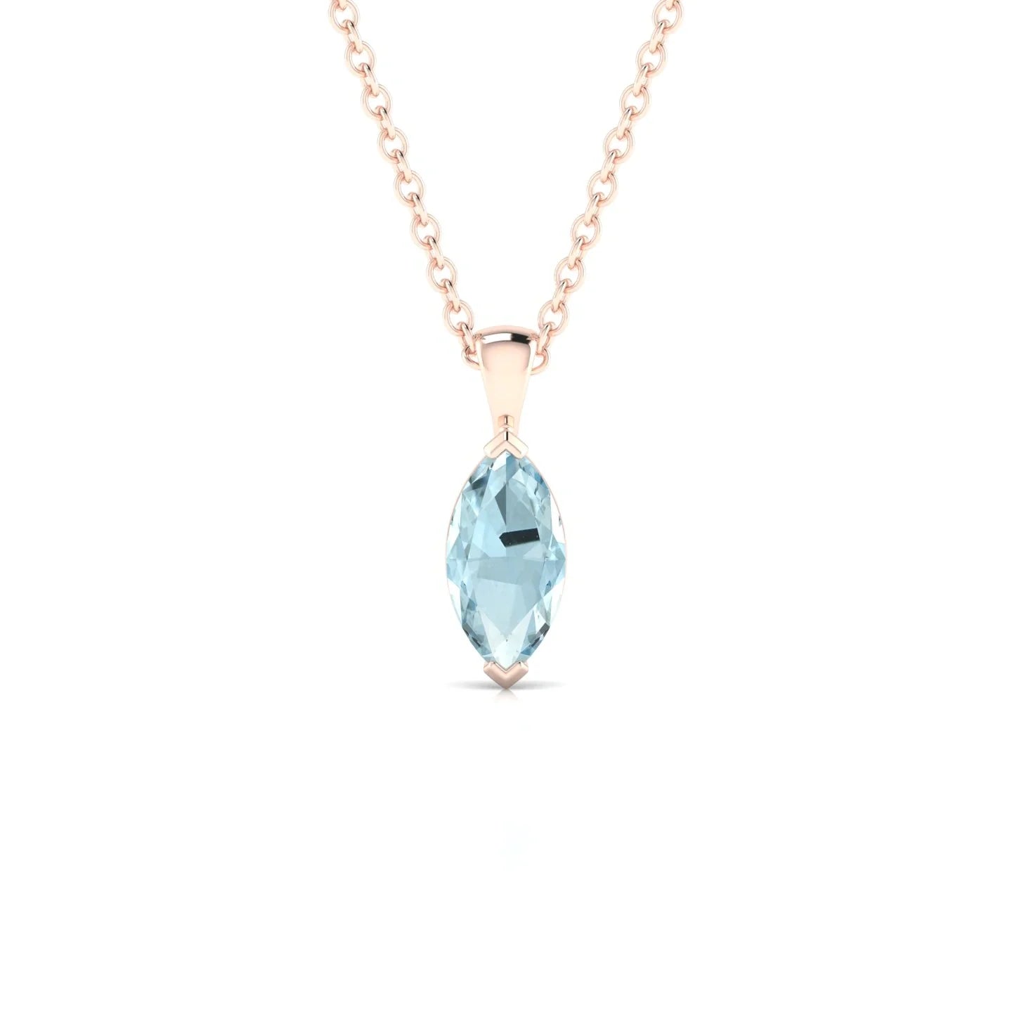Reverse | 18k Rose Gold 8 x 4 mm Marquise Aquamarine Pendant
