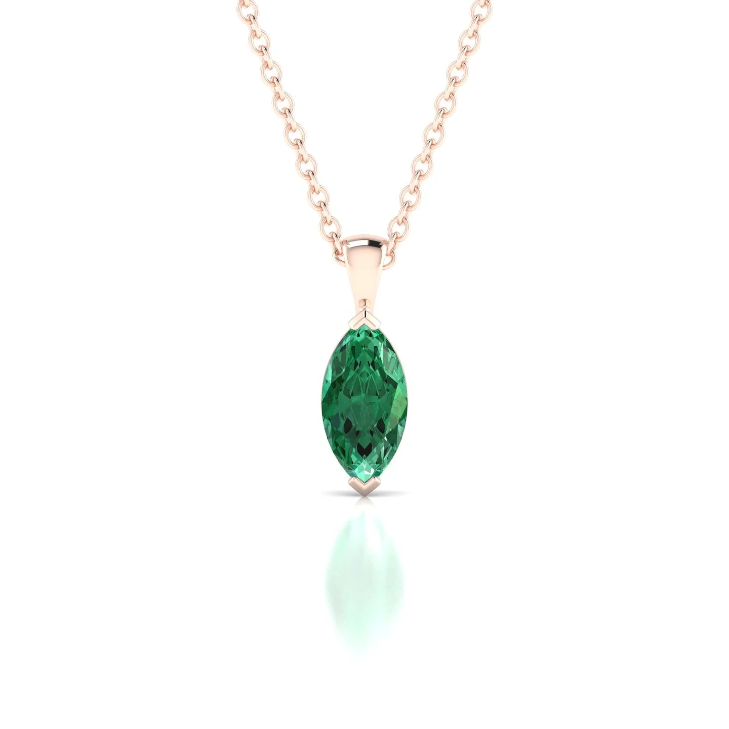 Reverse | 18k Rose Gold 8 x 4 mm Marquise Emerald Pendant