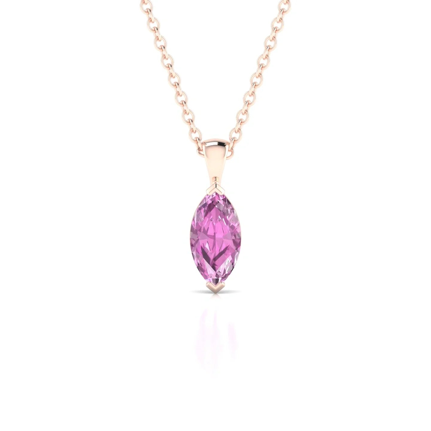 Reverse | 18k Rose Gold 8 x 4 mm Marquise Pink Sapphire Pendant