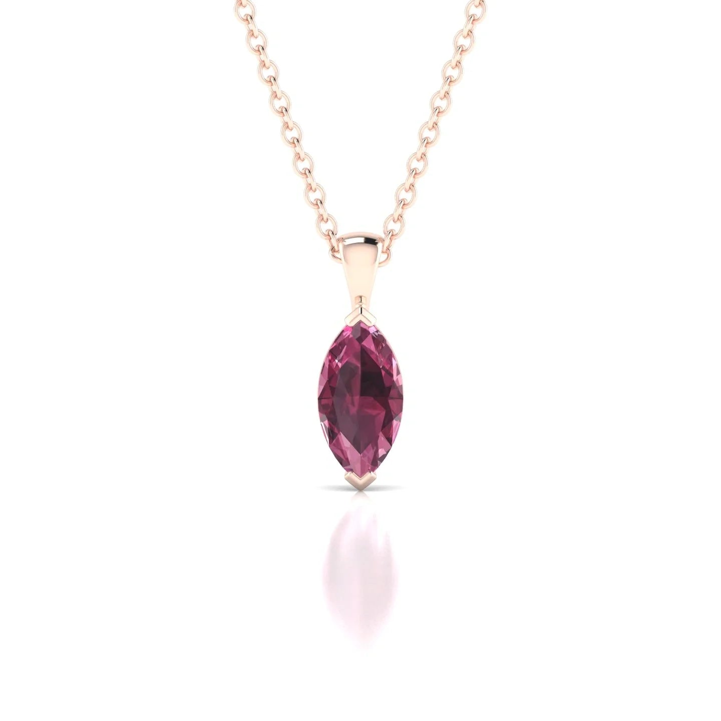 Reverse | 18k Rose Gold 8 x 4 mm Marquise Rhodolite Pendant