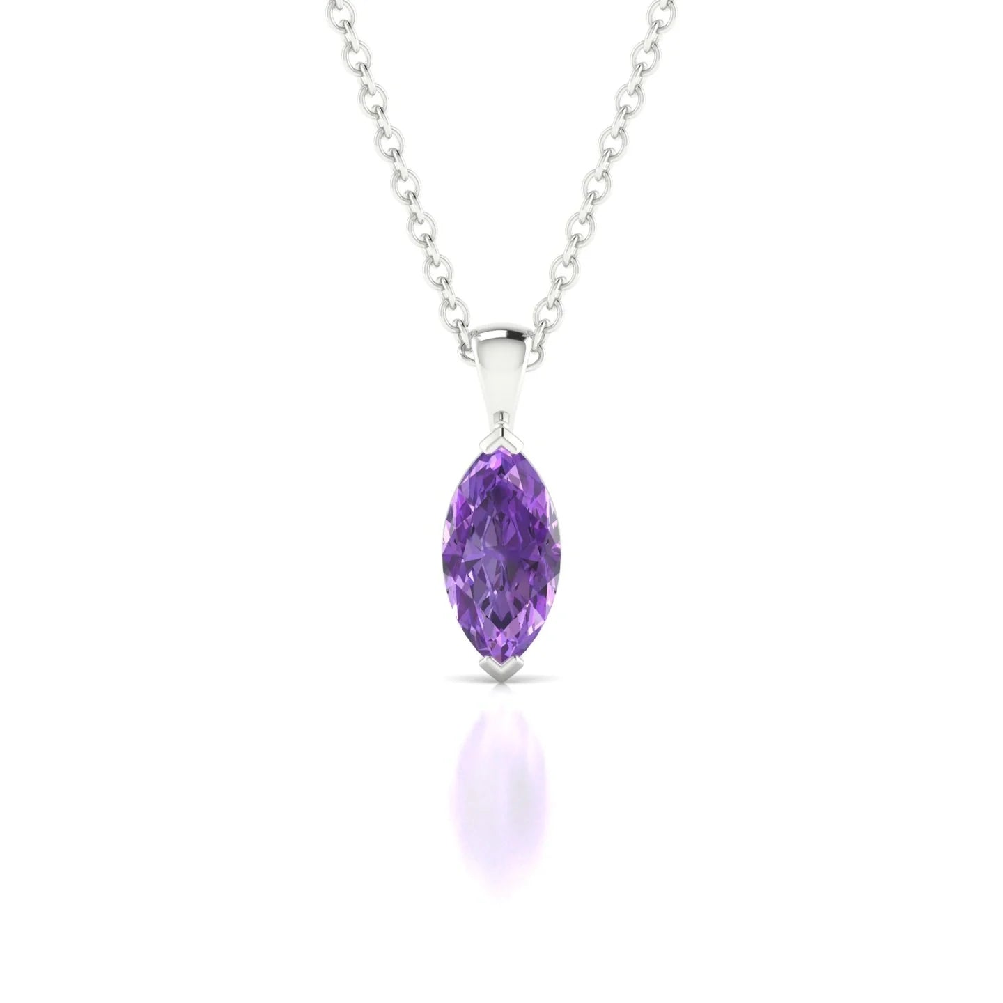 Reverse | 18k White Gold 8 x 4 mm Marquise Amethyst Pendant