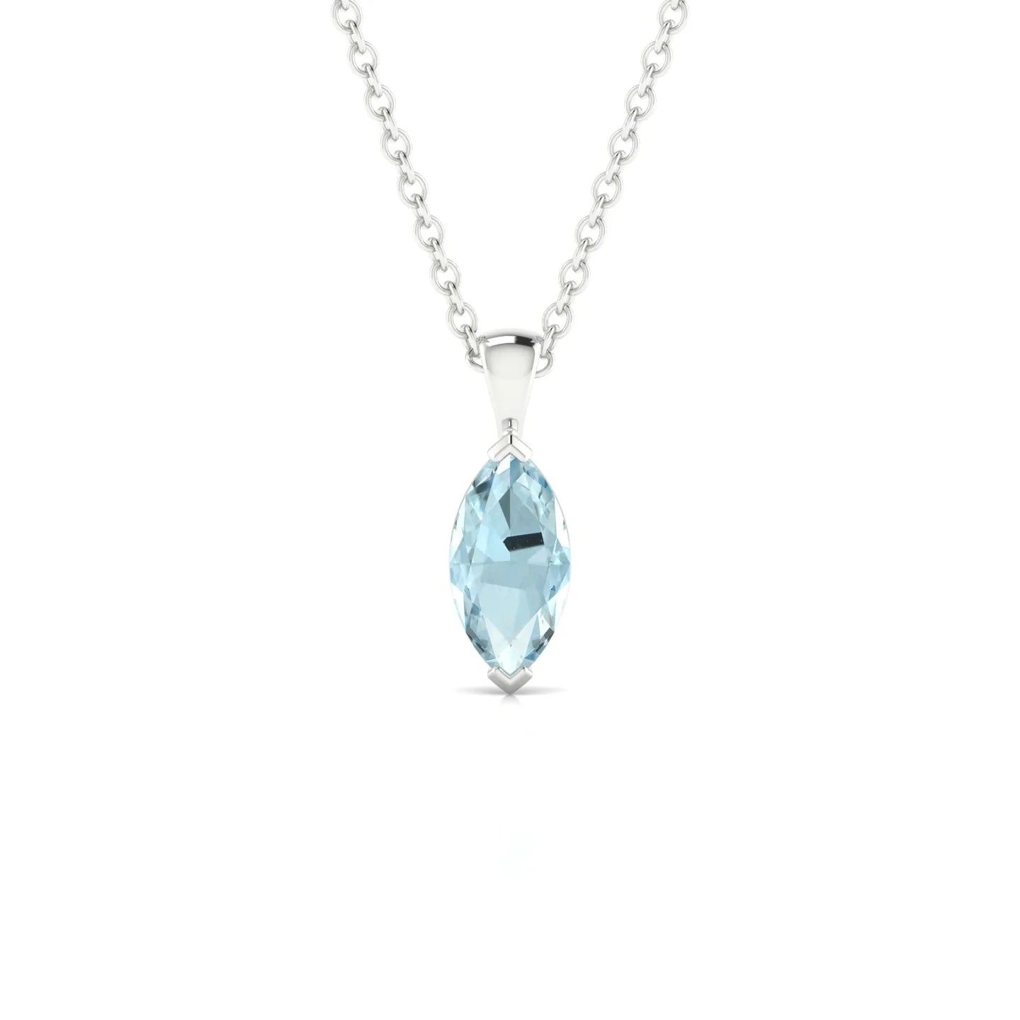 Reverse | 18k White Gold 8 x 4 mm Marquise Aquamarine Pendant