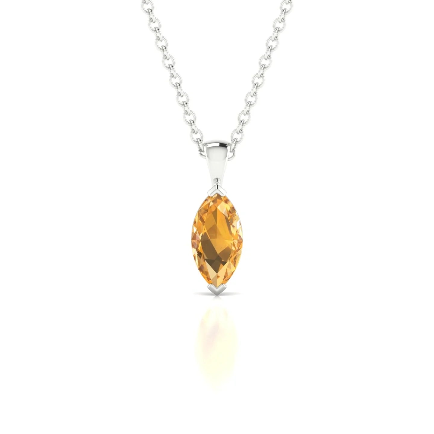 Reverse | 18k White Gold 8 x 4 mm Marquise Citrine Pendant