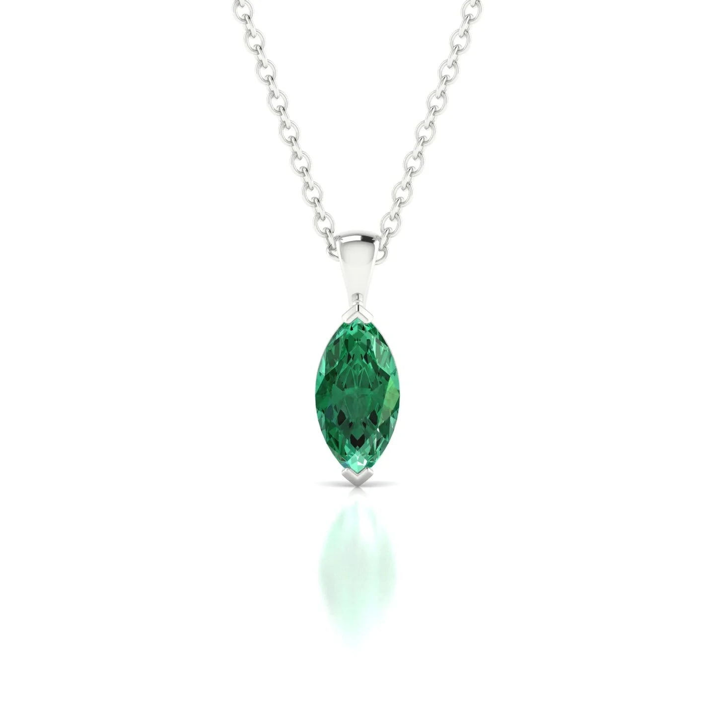 Reverse | 18k White Gold 8 x 4 mm Marquise Emerald Pendant
