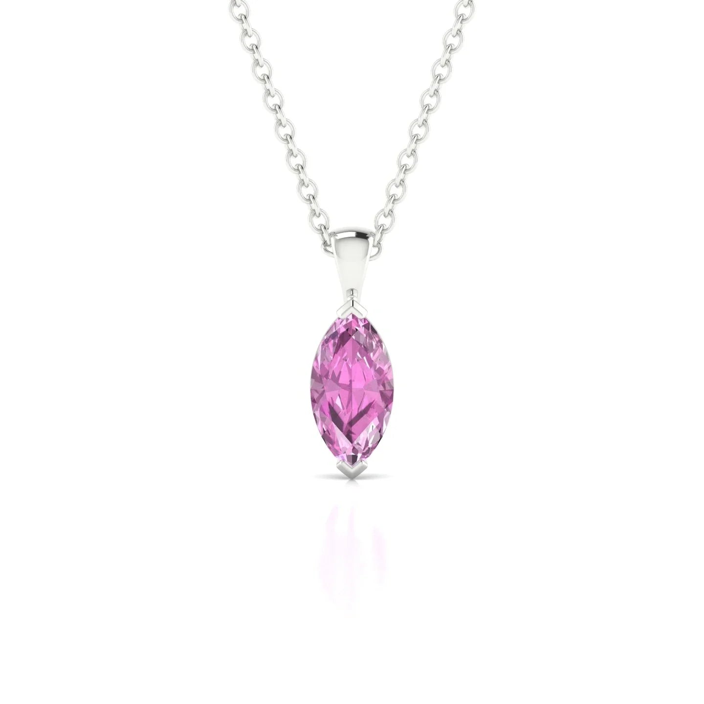 Reverse | 18k White Gold 8 x 4 mm Marquise Pink Sapphire Pendant