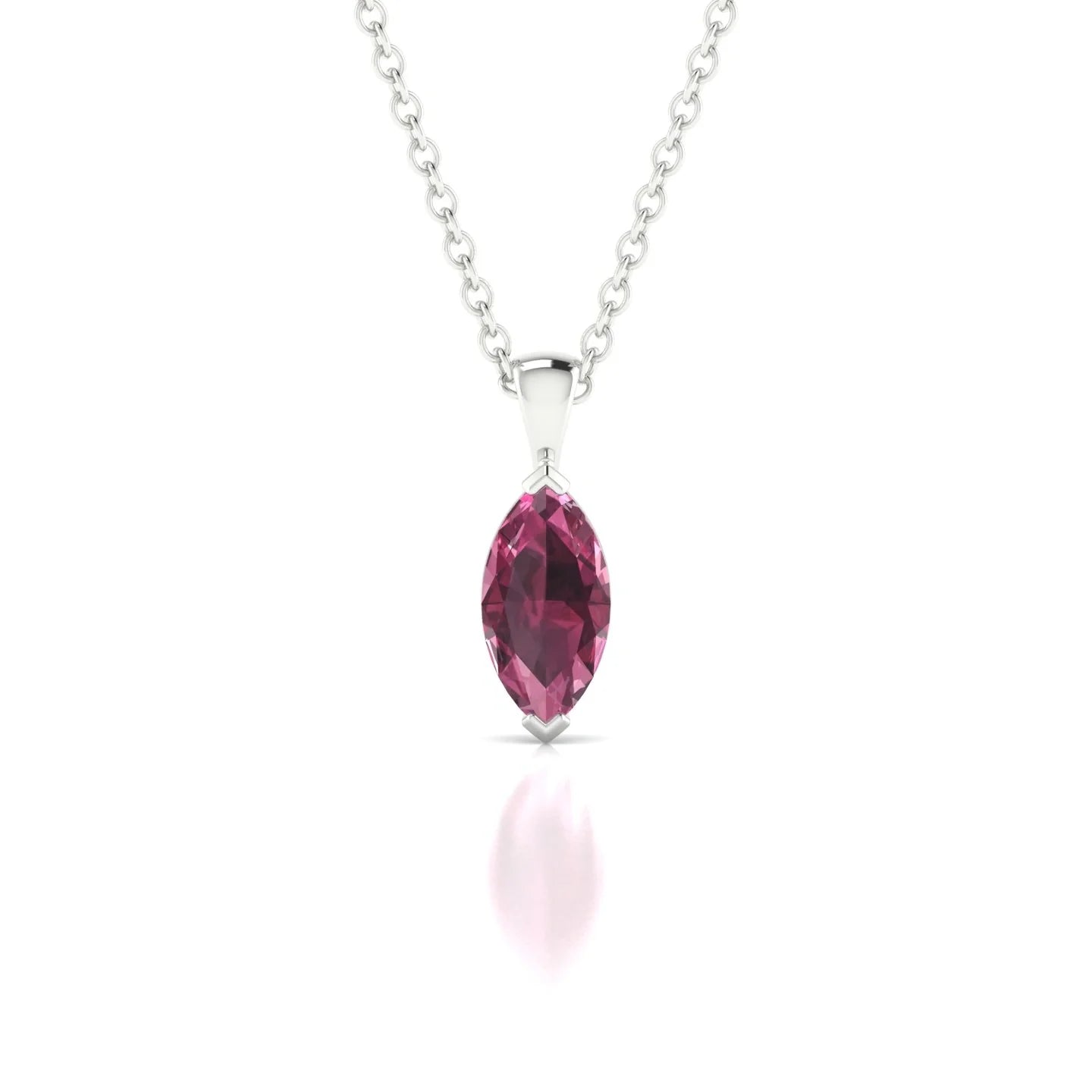 Reverse | 18k White Gold 8 x 4 mm Marquise Rhodolite Pendant